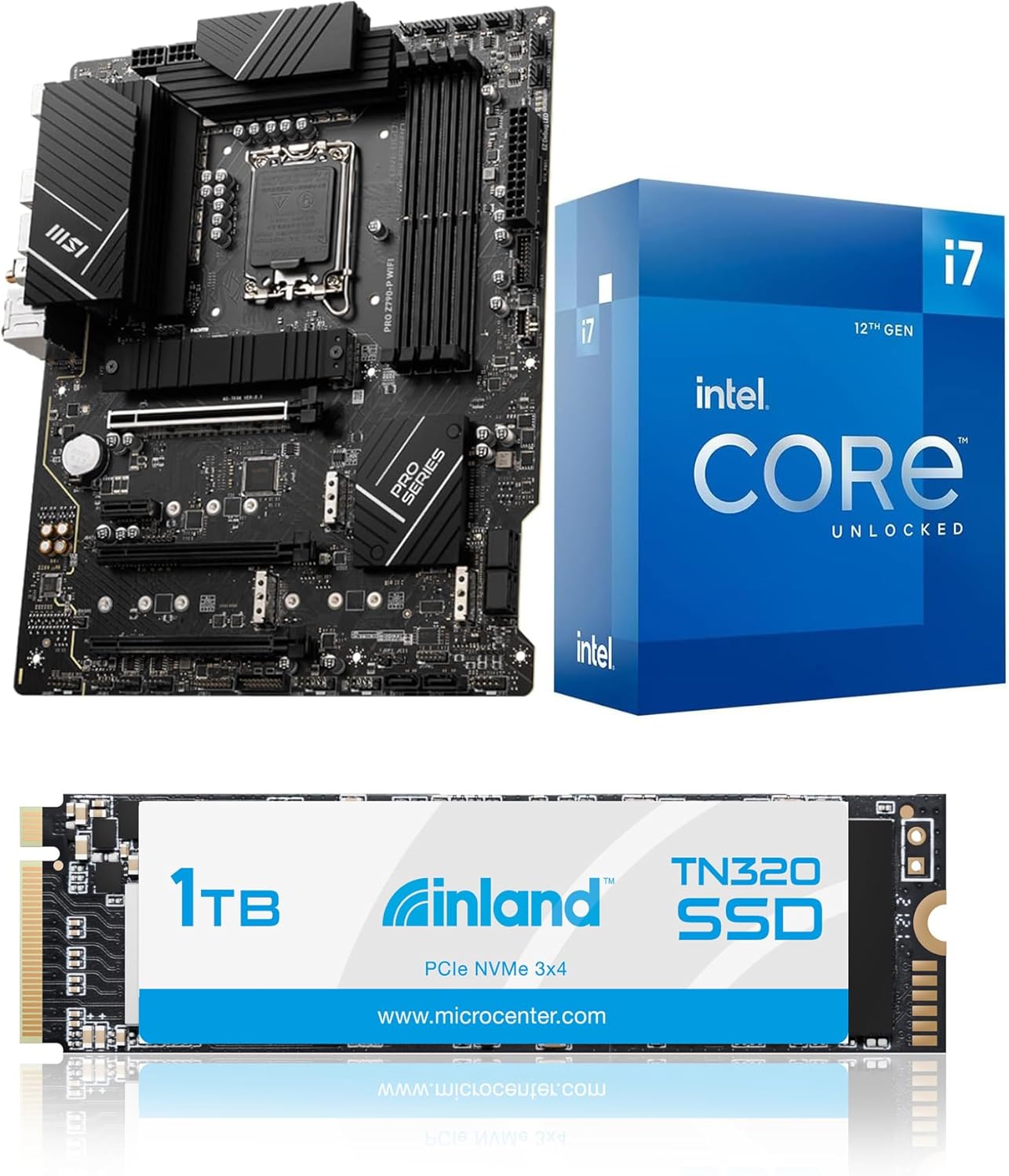 Micro Center 3 in 1 Bundle: Intel core i7-12700K Desktop CPU+MSI Pro Z790-P WiFi DDR5 Motherboard+INLAND TN320 1TB NVMe SSD