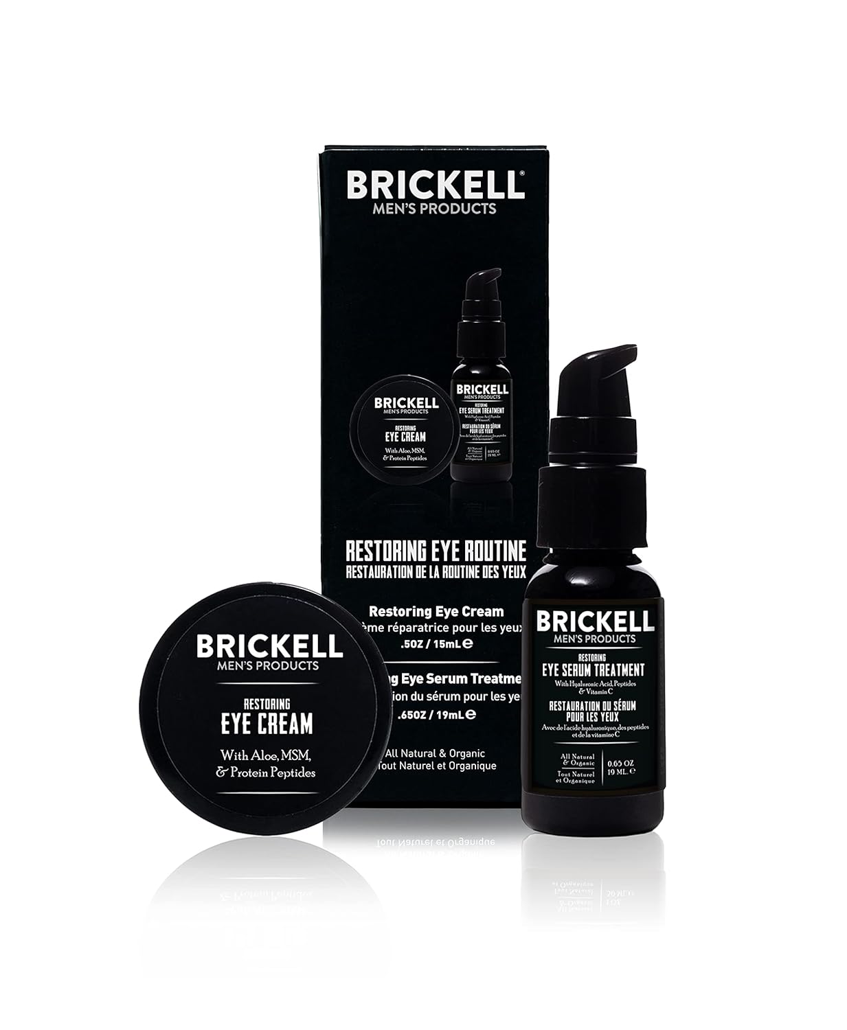 Brickell Men’s Restoring Eye Routine for Men, Eye Serum and Eye Cream for Men, Natural and Organic, Unscented, Men’s Skin Care Gift Set