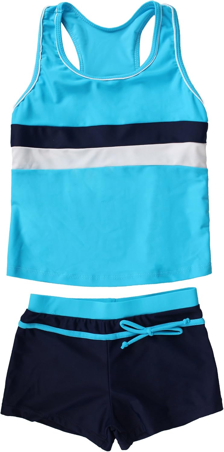 JerrisApparel Little Girls’ Summer Two Piece Boyshort Tankini Kids Swimsuit