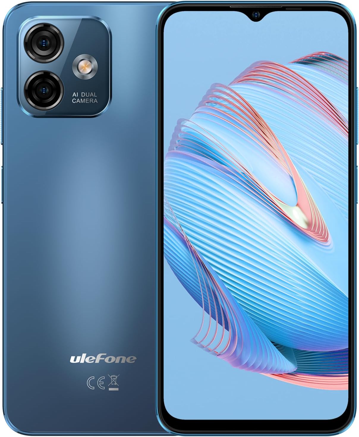 Ulefone Unlocked Cell Phones, Note 16 Pro 12GB + 128GB, 8-Core, 6.52″ HD+ Display Unlocked Smartphone, Android 13, 50MP + 8MP, 4400 mAh, Dual 4G LTE, Fingerprint/Face Detection, T-Mobile, Blue