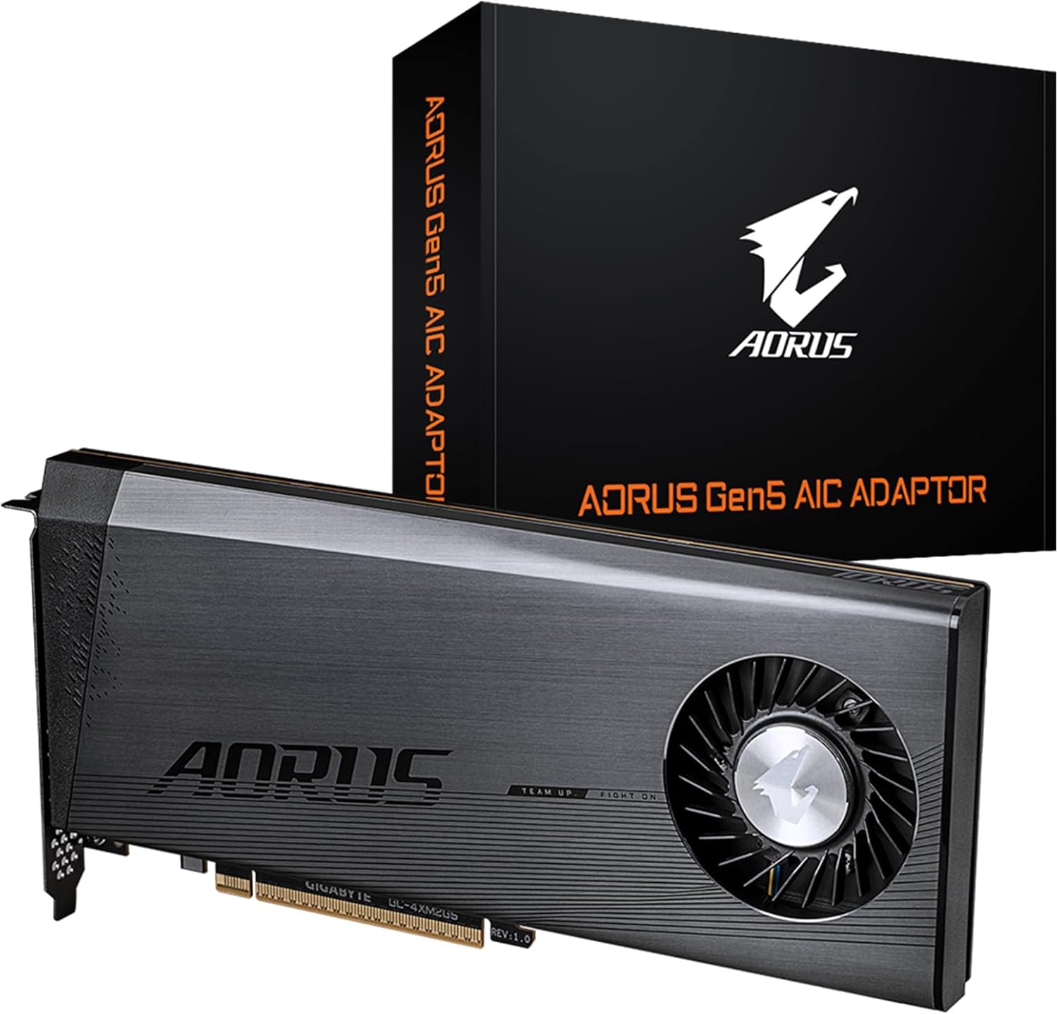 GIGABYTE AORUS M.2 SSD to PCIe x16 Easy One Click RAID Add-in Card (AIC), M.2 PCIe Adapter for Gen5 SSDs PCIe 5.0 (GC-4XM2G5)