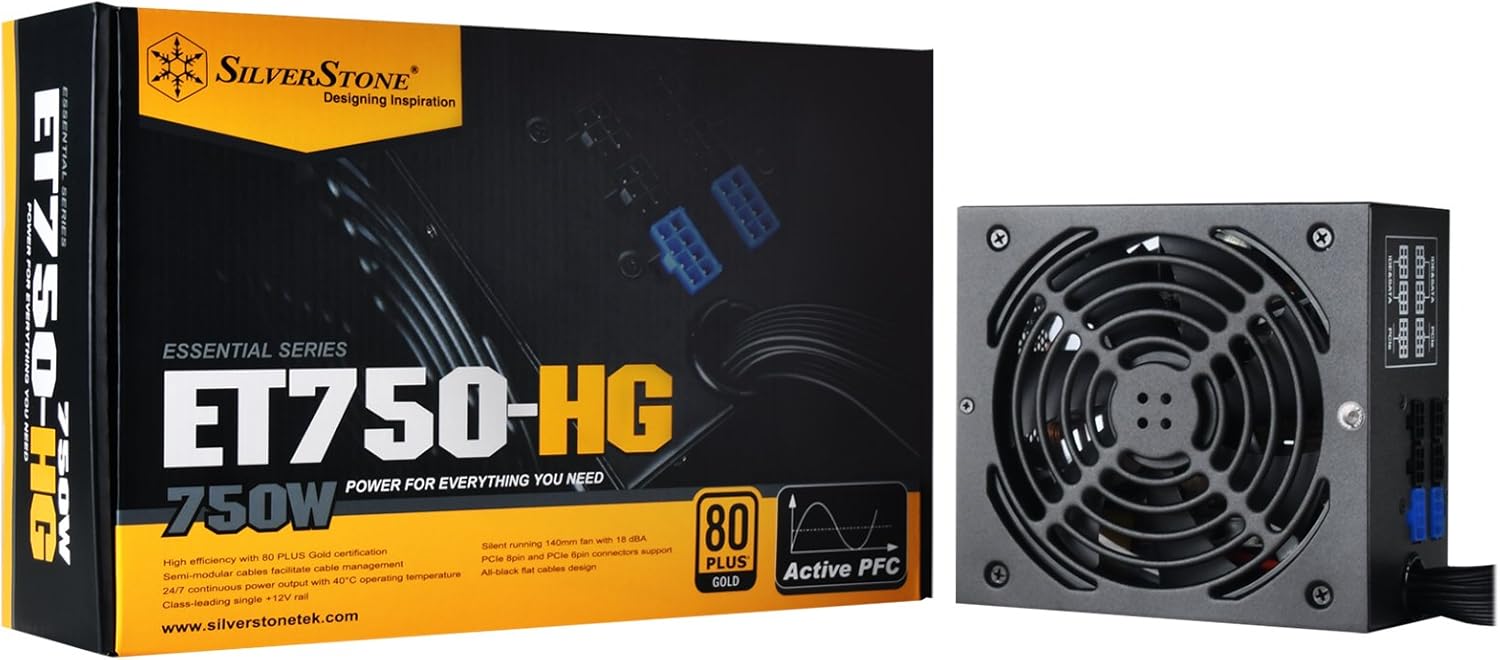 SilverStone Technology 750 Watt Semi-Modular 80 Plus Gold Computer Power Supply PSU ET750-HG