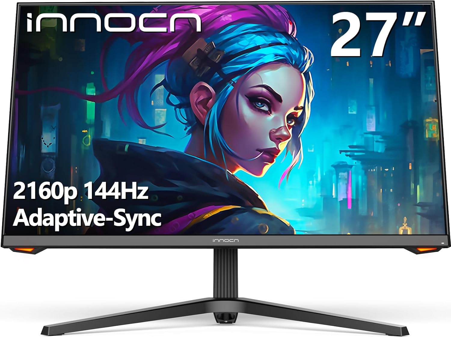 INNOCN 27 Inch Gaming Monitor 4K 144Hz HDR400 PC Computer Monitor G-Sync Compatible, 1MS, USB Type-C, HDMI, DisPlayPort, Height Adjustable Stand, VESA Mountable, Machine Black, 27G1V