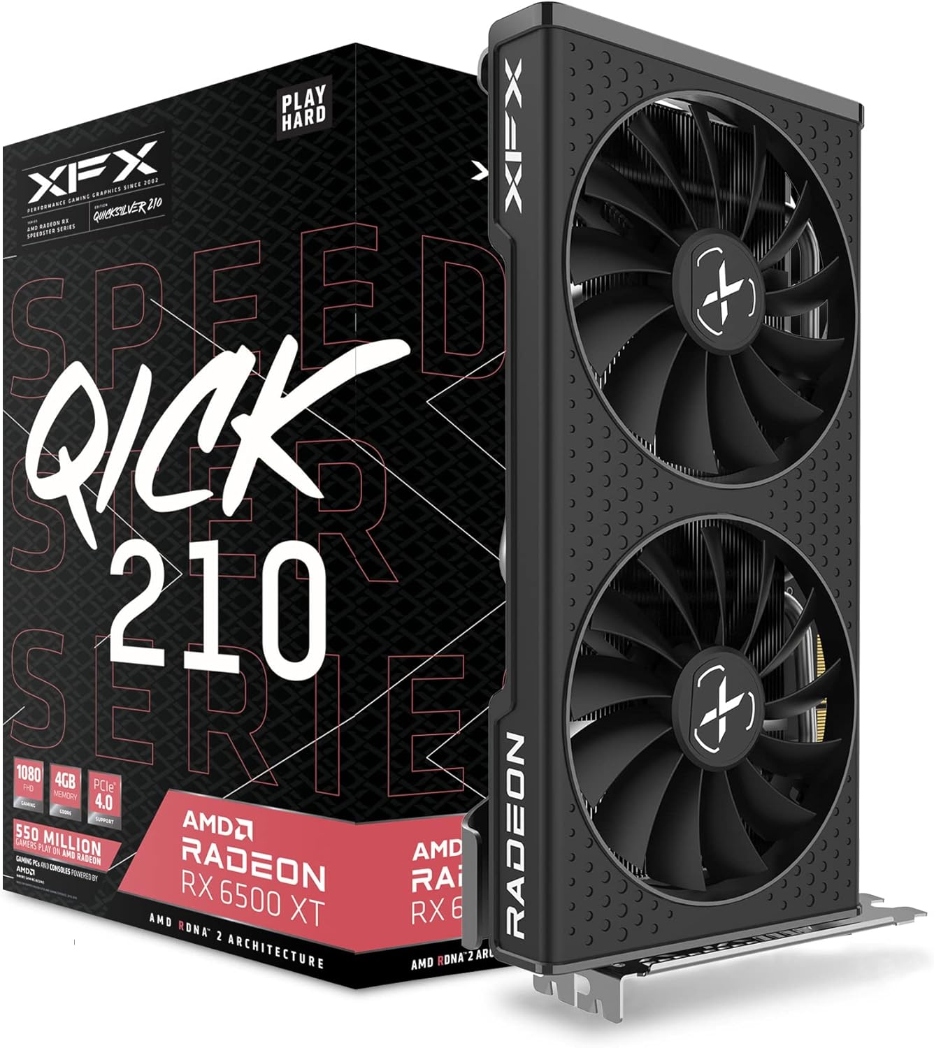 XFX Speedster QICK210 Radeon RX 6500XT Black Gaming Graphics Card with 4GB GDDR6 HDMI, AMD RDNA 2, RX-65XT4DBDQ