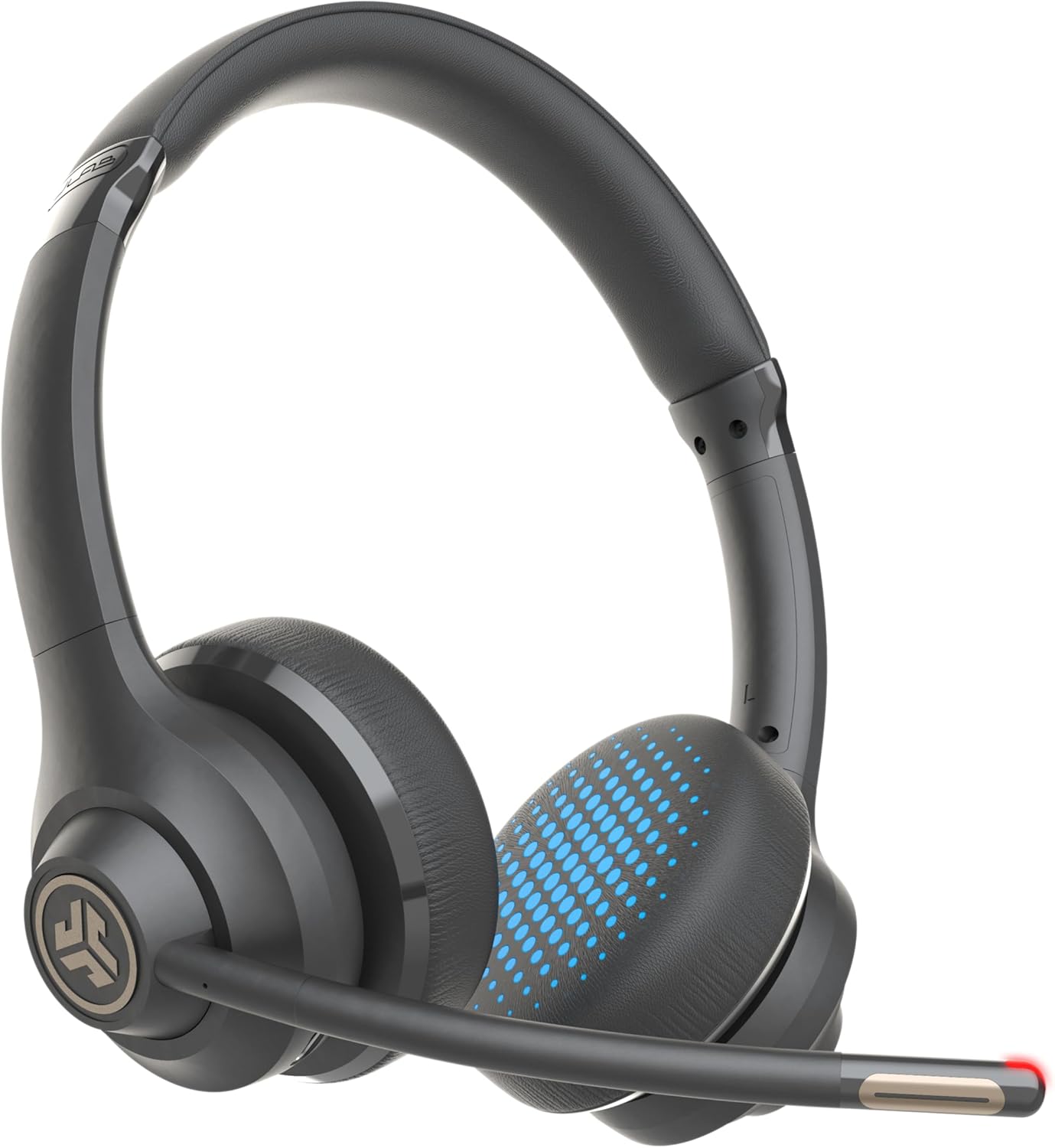 JLab Go Work Gen 2 Wireless Headsets with Microphone – 55+ Playtime PC Bluetooth Headset and Multipoint Connect to Laptop Computer and Mobile – Wired or Wireless (Bluetooth or USB Dongle) Headphones