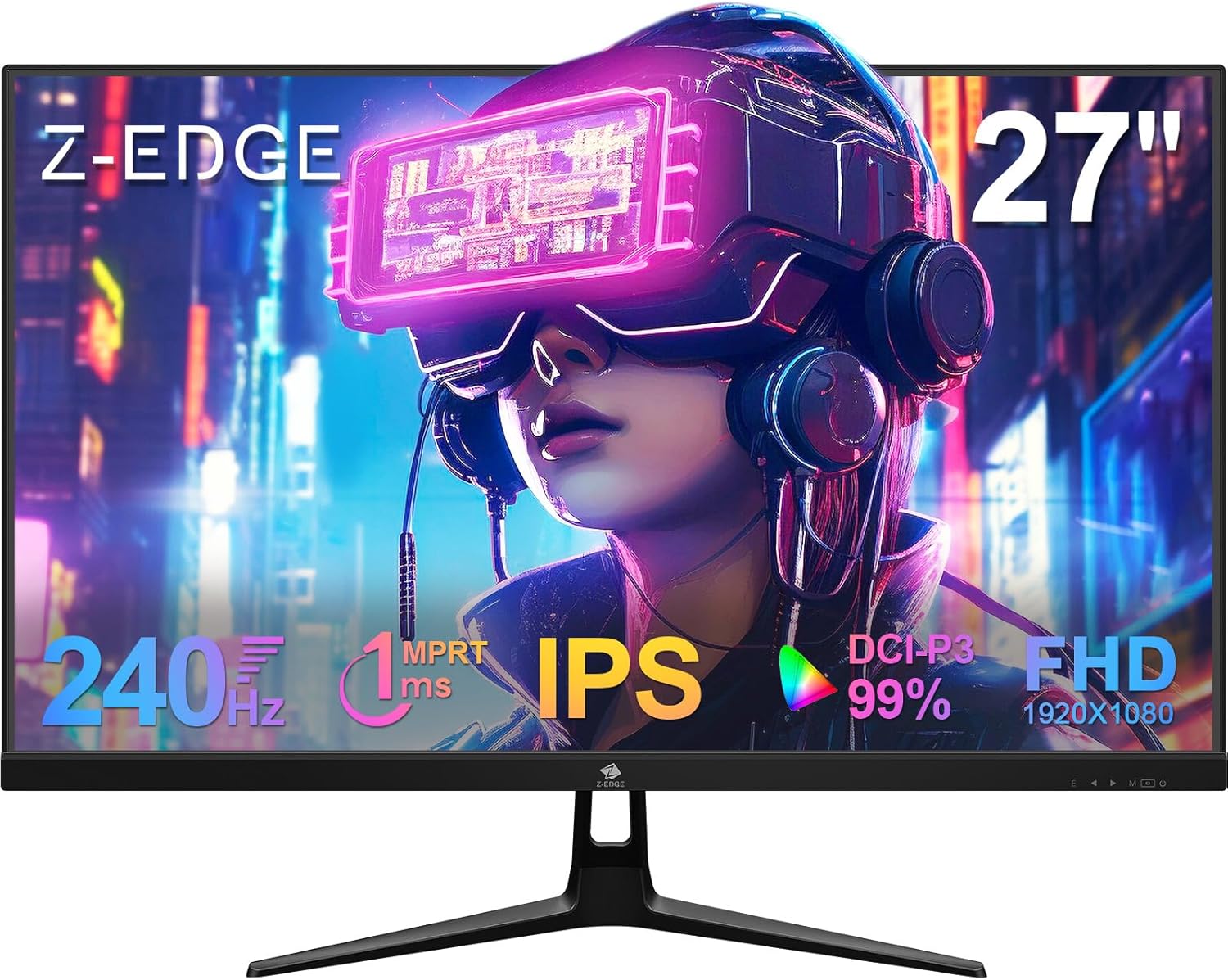 Z-Edge 27-inch Gaming Monitor 1920×1080 IPS 240Hz Gaming Monitor 1ms Frameless LED, UG27PJ AMD Freesync Premium Display Port HDMI