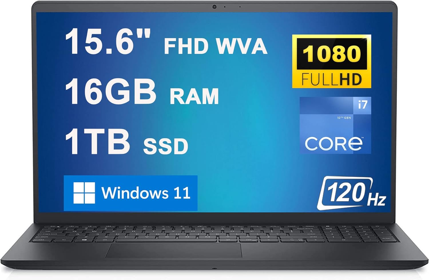 Dell Inspiron 15 3000 3520 Business Laptop 15.6″ FHD WVA Anti-Glare 120Hz Display 12th Generation Intel 10-Core i7-1255U Processor 16GB RAM 1TB SSD Intel Iris Xe Graphics HDMI Win11 Black