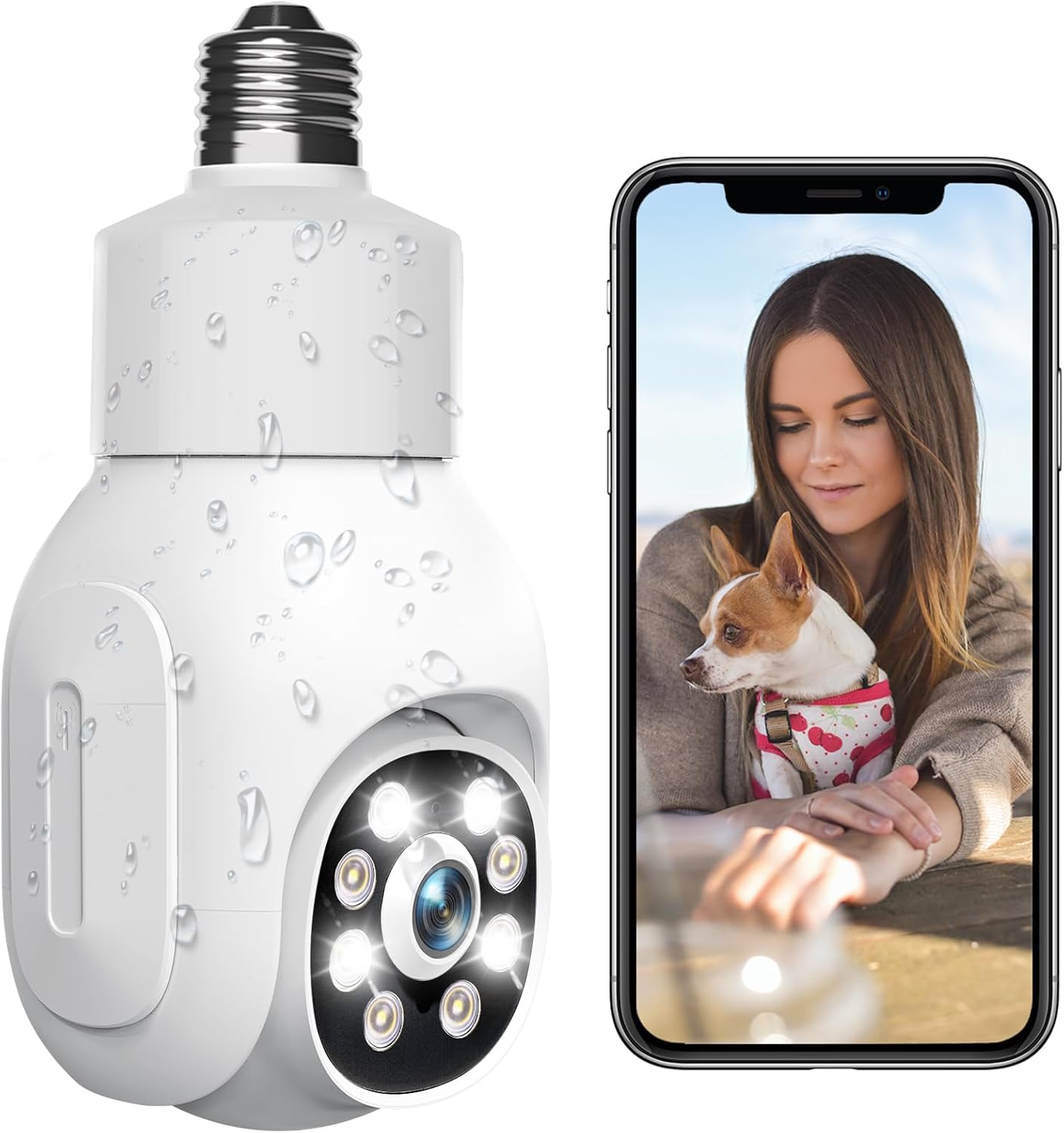 UPULTRA 2K Light Bulb Security Camera Outdoor Waterproof IP65,3MP 2.4GHz Wireless WiFi Light Socket Camera,Smart Cam with Color Night Vision Human Motion Detection