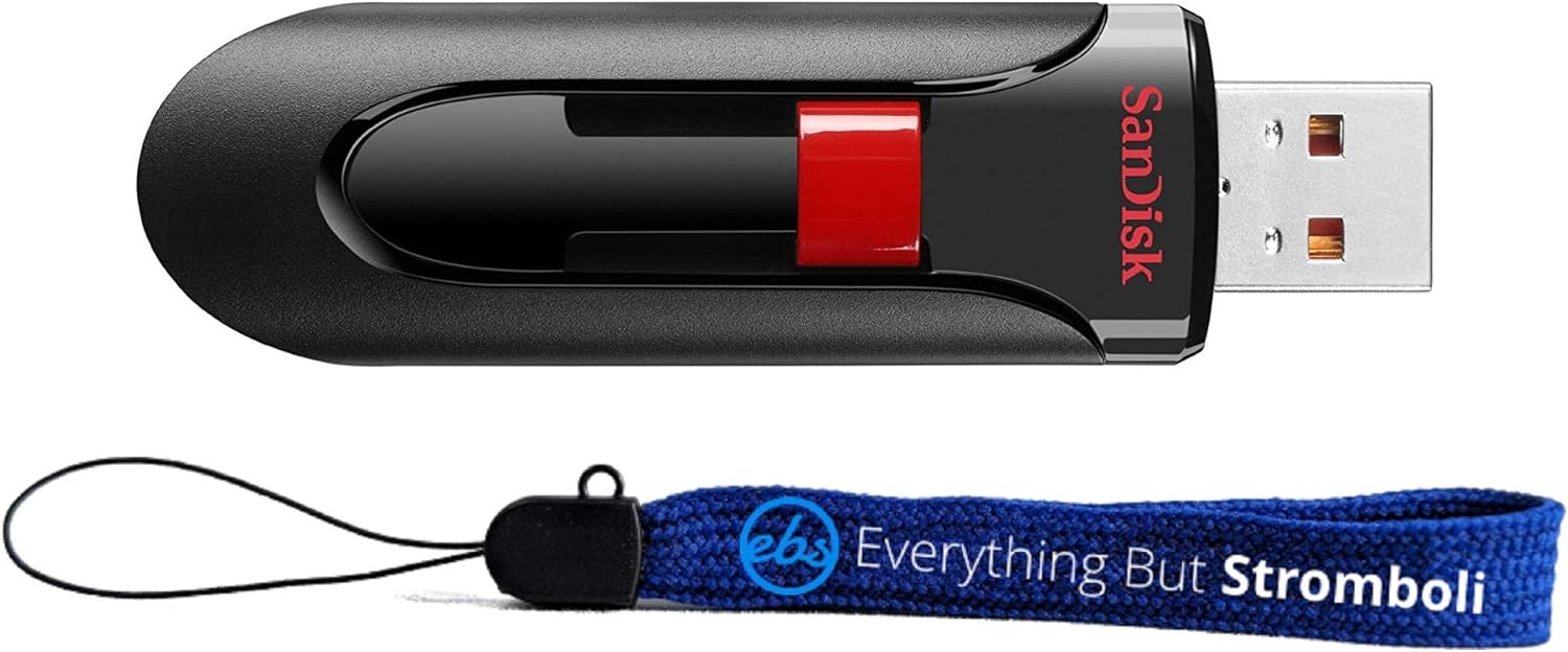 SanDisk 256GB Cruzer Glide USB Flash Drive for Computer & Laptop with 2.0 Type-A Port (SDCZ60-256G-B35) Bundle with 1 Everything But Stromboli Lanyard