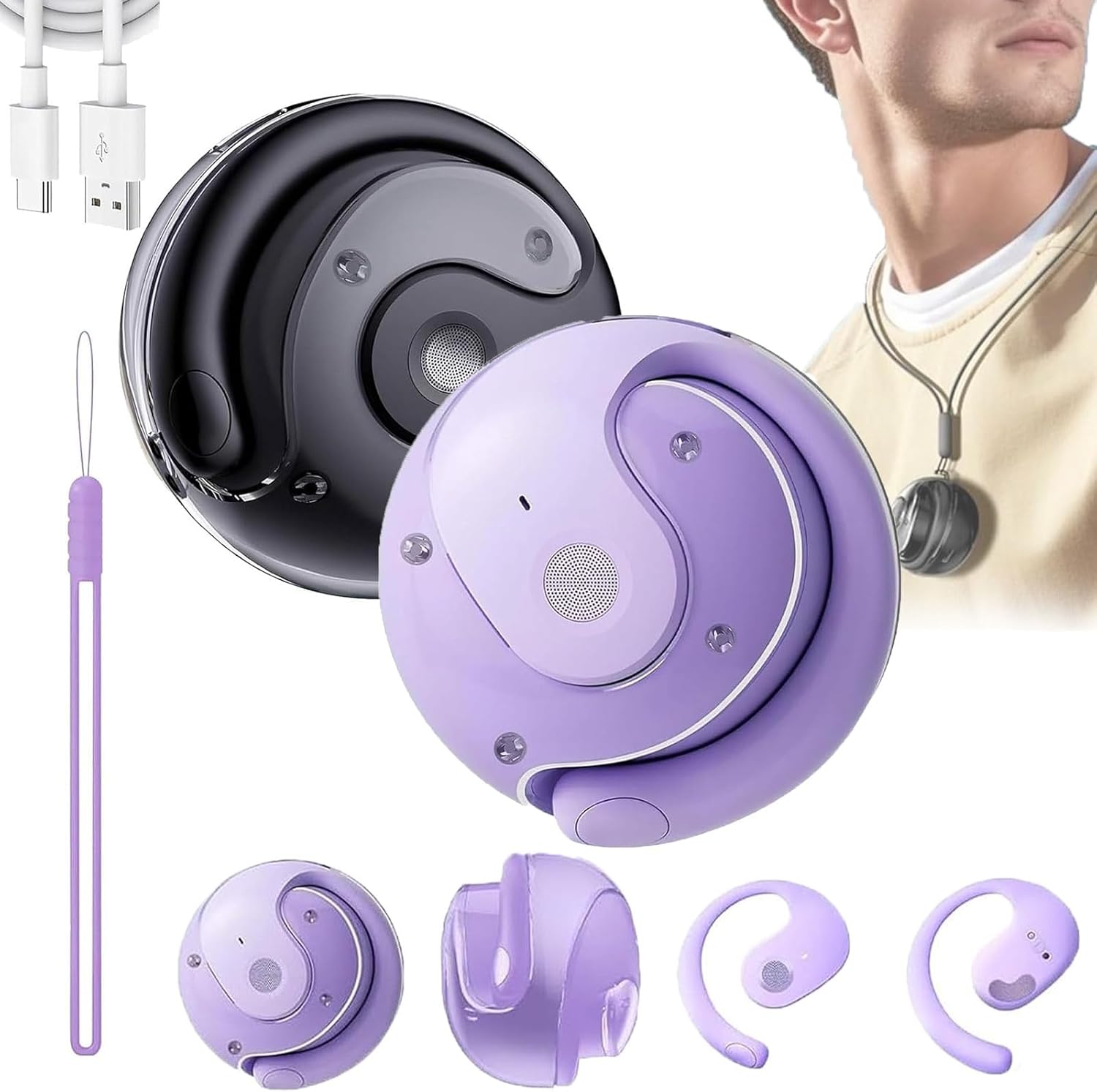 Advocate Translator, Advocatew Translation Earbuds, Sent Dream, Syt Audio Earbuds, Ai Translation Ows Wireless New Bluetooth5.4 Earphones, Hy-T26 Pro Language Translator (Purple+Black)