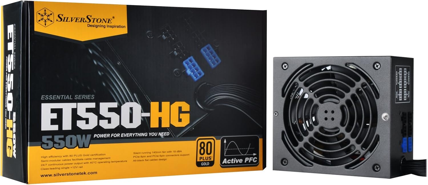 SilverStone Technology 550 Watt Semi-Modular 80 Plus Gold Computer Power Supply PSU, SST-ET550-HG