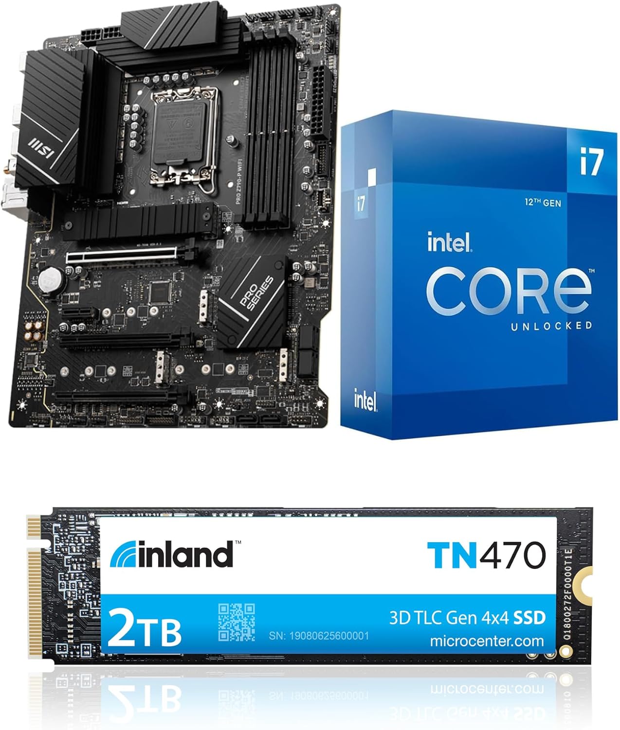 Micro Center 3 in 1 Bundle: Intel core i7-12700K Desktop CPU+MSI Pro Z790-P WiFi DDR5 Motherboard+INLAND TN470 2TB NVMe SSD