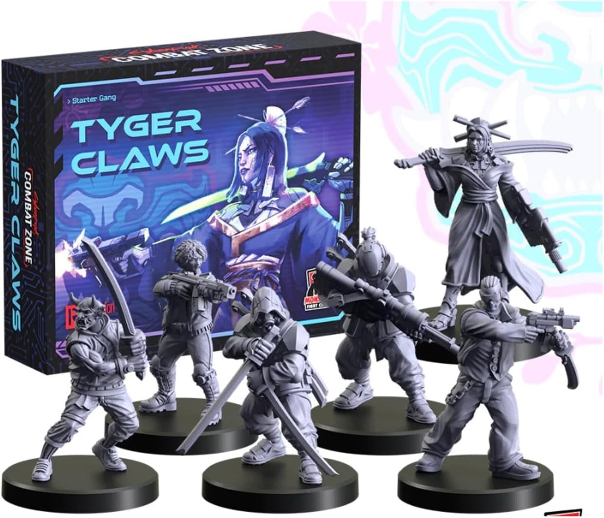 Monster Fight Club Cyberpunk Red Combat Zone Miniatures: Tyger Claws Starter