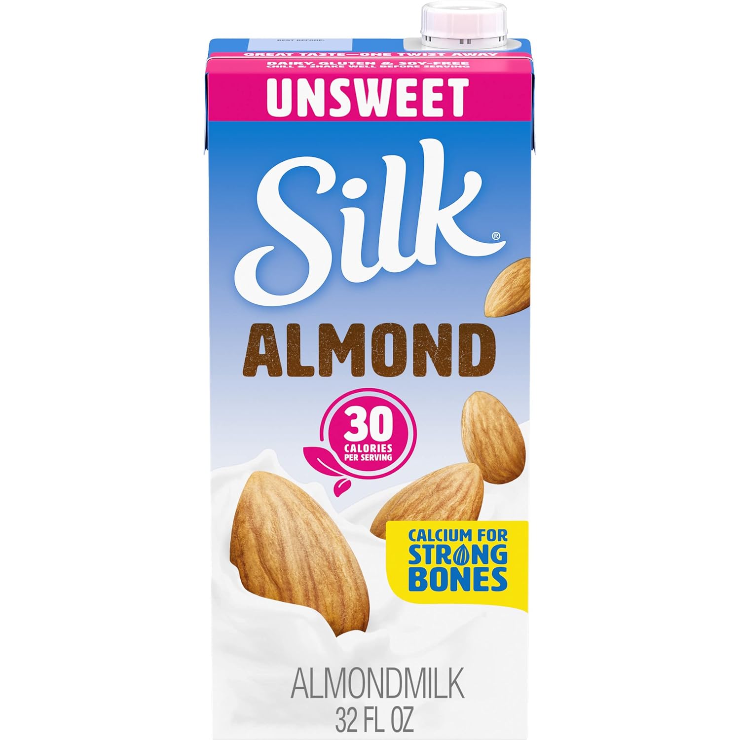 Silk Shelf-Stable Almond Milk, Unsweetened, Dairy-Free, Vegan, Non-GMO Project Verified, 1 Quart