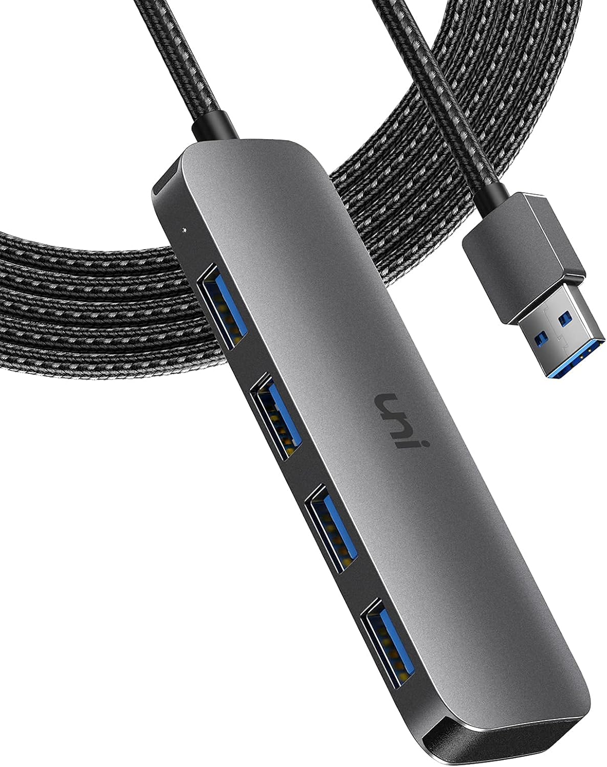 USB Hub 4-Port, uni USB 3.0 Data Hub Adapter with 4FT Extended Cable, [Aluminum Casing] Ultra Slim USB Splitter for Laptop, PC, MacBook Air, Mac Pro/Mini, iMac, Surface Pro, and More