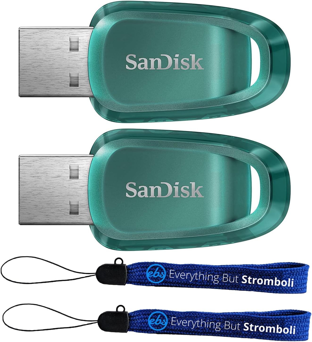 SanDisk 256GB Ultra Eco Flash Drive USB 3.2 Gen 1 Two Pack – SDCZ96-256G-G46 – Bundle with (2) Everything But Stromboli Lanyards