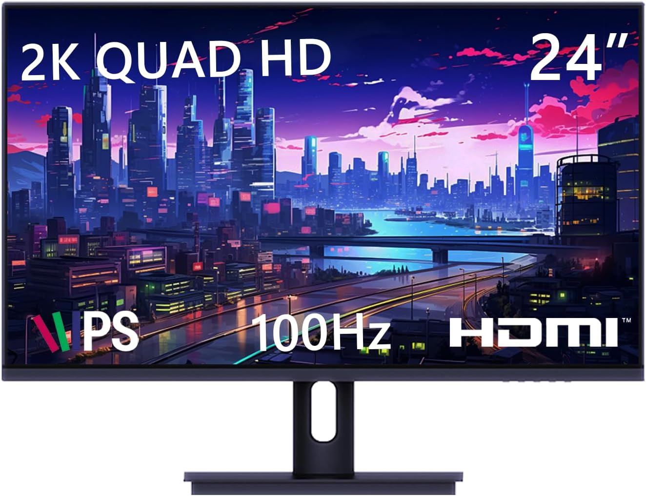 24″ IPS Gaming and Office Monitor, 100Hz QHD (2560-1440p) Computer Monitor, 1ms 2K PC Monitor, 99% sRGB, Adaptive Sync, Height/Tilt/Pivot Adjustment, HDMI, DP Port