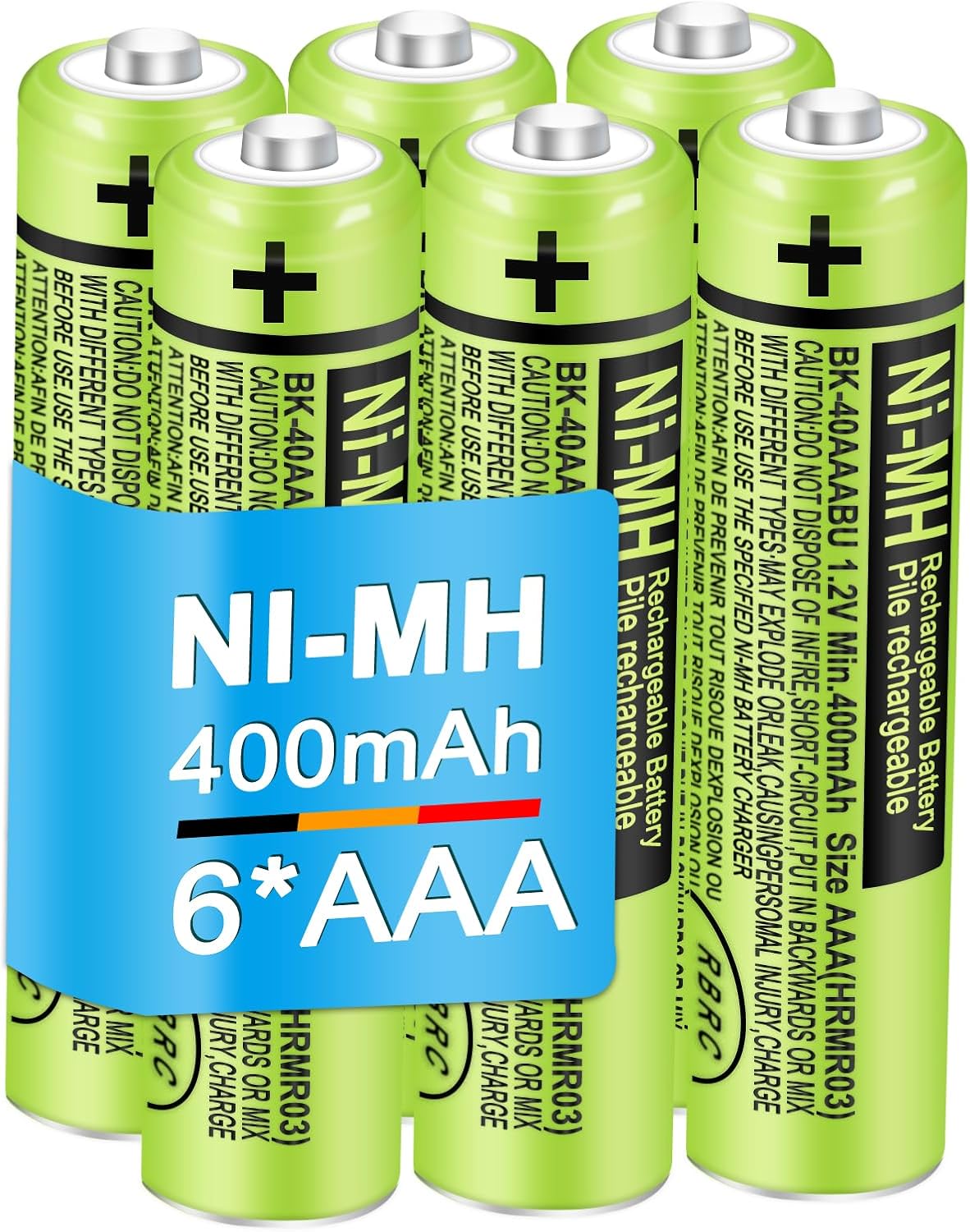 BK-40AAABU 6Pack NI-MH 400mAh AAA Rechargeable Battery for Panasonic 1.2V AAA Rechargeable Battery for Cordless Phones