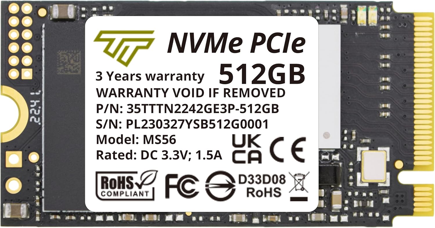 Timetec 512GB M.2 2242 SSD NVMe PCIe Gen3x4 3D NAND TLC Read/Write Speed Up to 2,000/1,500 MB/s Compatible with Lenovo Thinkpad E15 / ThinkPad 11e Yoga Gen 6, Laptop and Desktop