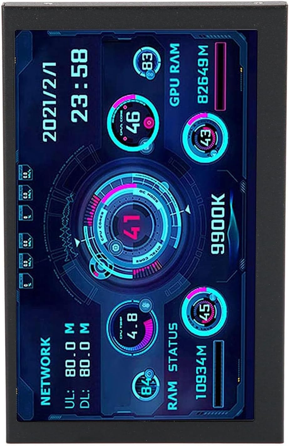 Computer Temp Monitor, AIDA64 PC CPU RAM Data Monitor, 5 Inch IPS USB Mini Screen, PC Sensor Panel Display Temperature Monitor, PC Sensor Panel Display Computer Temp Monitor