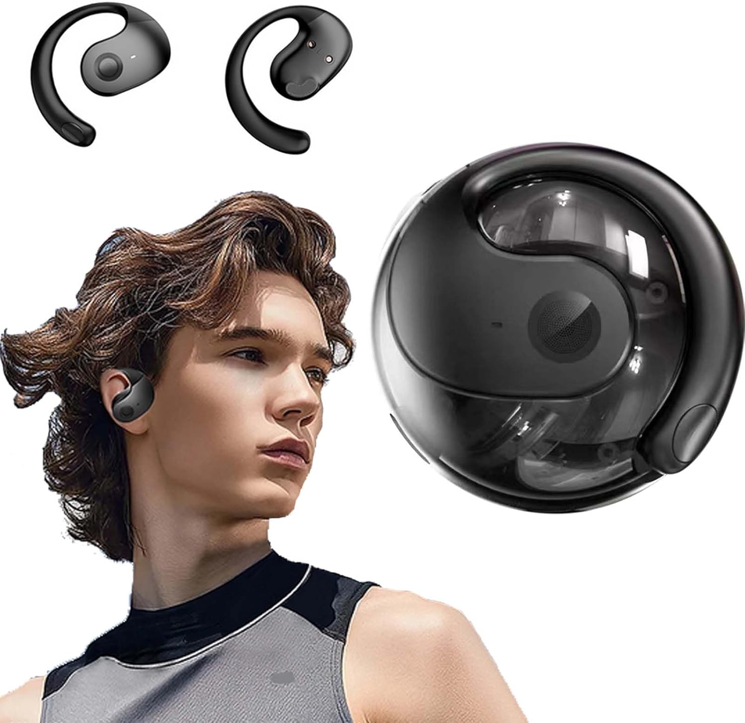 Hy-Undai Hy-T26 Pro Language Translator, New Translation Headphones Wireless High Precision Translation Headphones Support 75 Languages Play Music Bluetooth Over-Ear Earbuds Treble (Black)