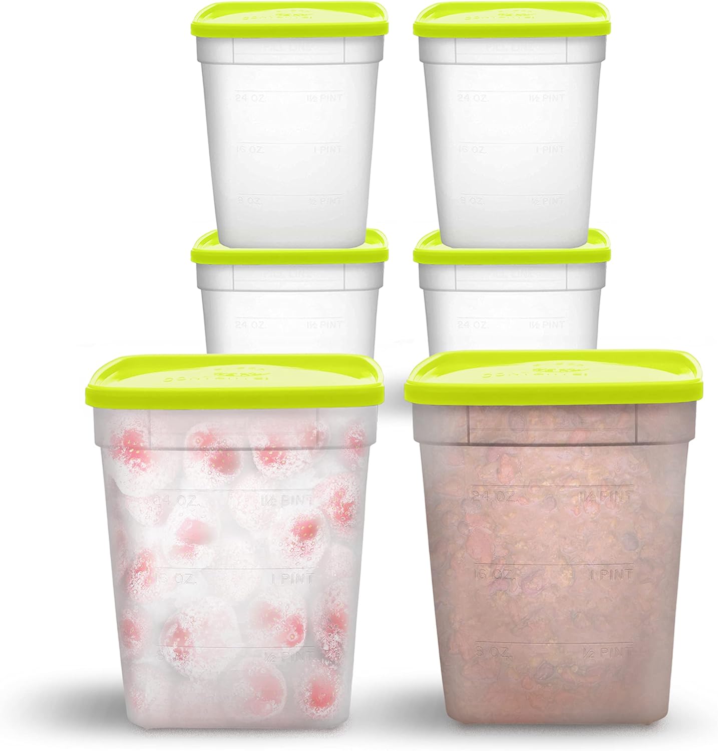 Arrow Home Products 1 Quart Freezer Food Storage Containers with Lids, 6 Pack – USA Made Reusable Freezer Containers for Food Storage – Prep, Store, Freeze – BPA Free, Dishwasher Safe, Durable