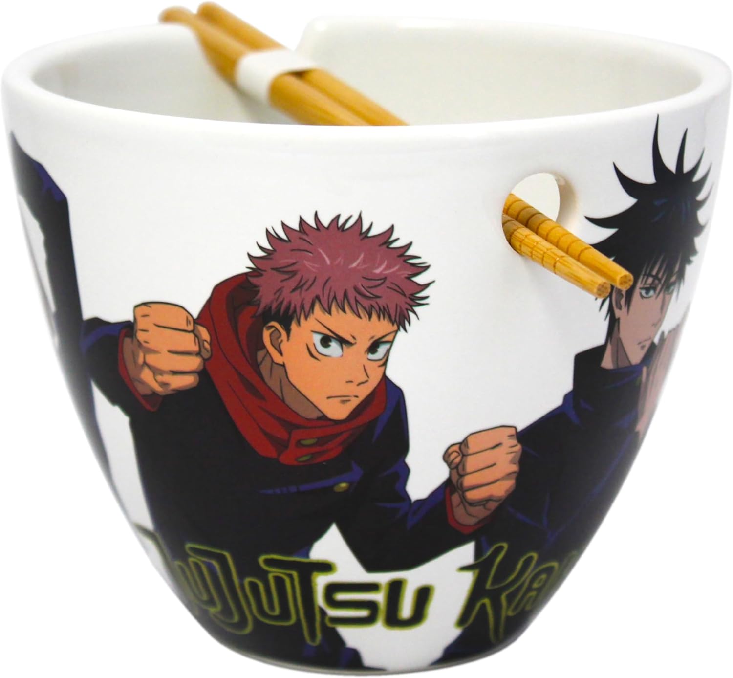 JUST FUNKY Jujutsu Kaisen 16 Ounce Ceramic Ramen Bowl – Yuji Itadori, Megumi Fushiguro, Nobara Kugisaki, Satoru Gojo – Officially Licensed Anime Merchandise