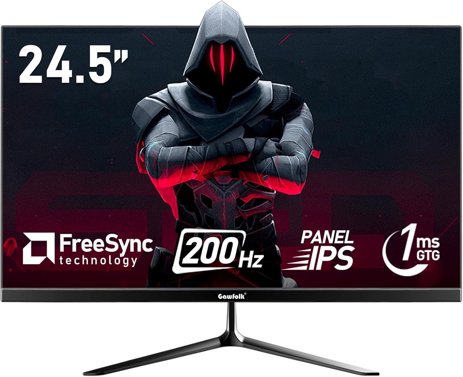 24.5 Inch IPS PC 200Hz Gaming Monitor, FHD 1080p Screen, 1ms Without Bezel, freesync, 99% sRGB, 178 ° Angle View, HDMI、DisplayPort, Compatible with Wall mounting 75 * 75MM – Black