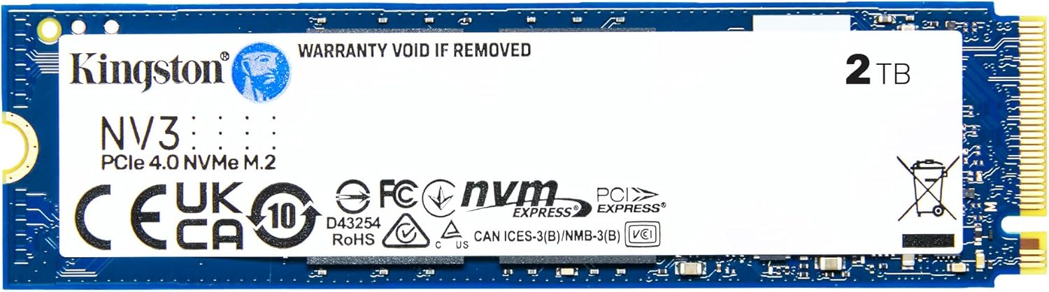 Kingston NV3 2TB M.2 2280 NVMe SSD | PCIe 4.0 Gen 4×4 | Up to 6000 MB/s | SNV3S/2000G