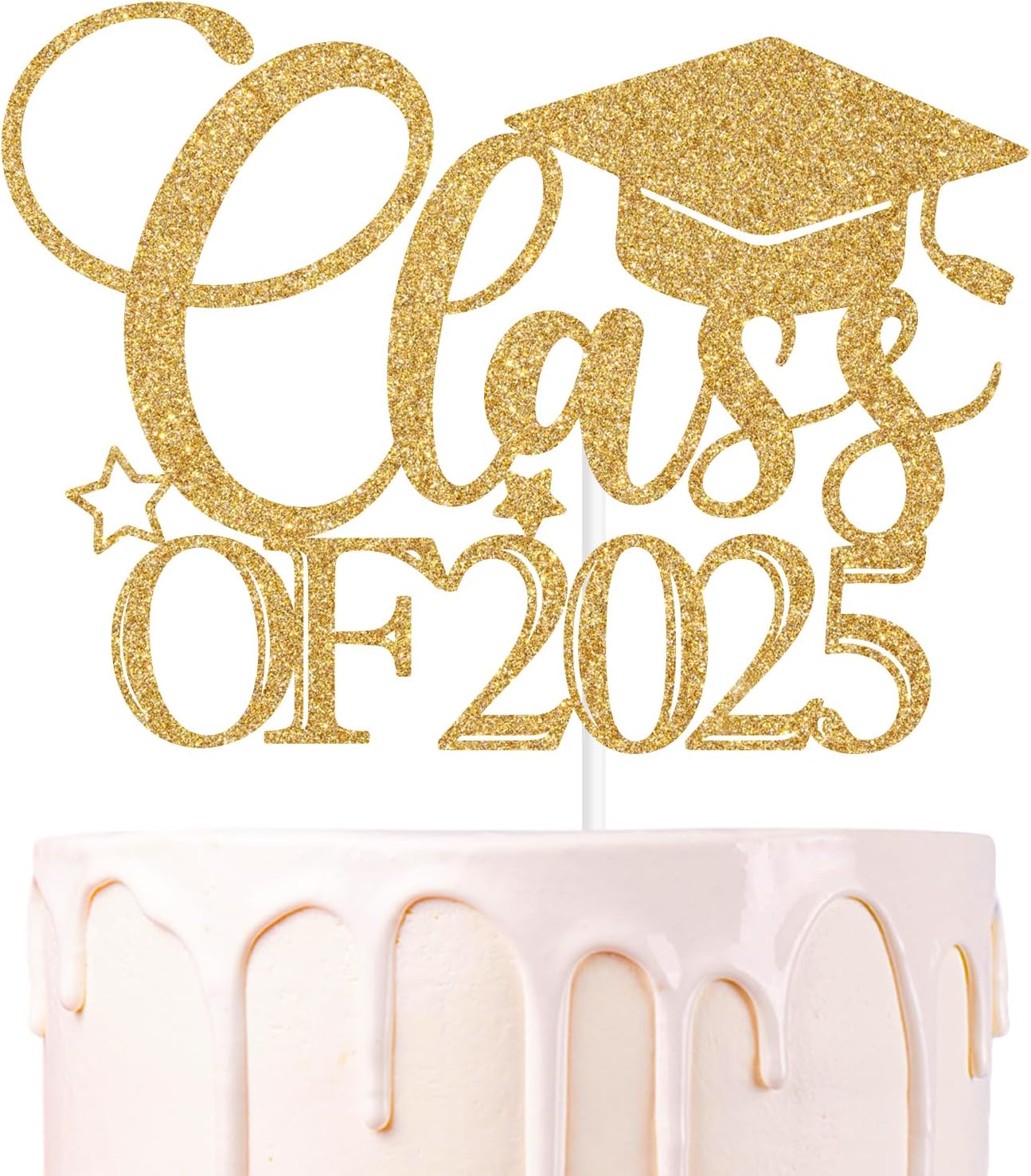 Gold Glitter Class of 2025 Cake Topper, You Did It/I Do I Did I’m Done/So Proud of You, 2025 Senior High School College University Graduation Party Decorations Supplies