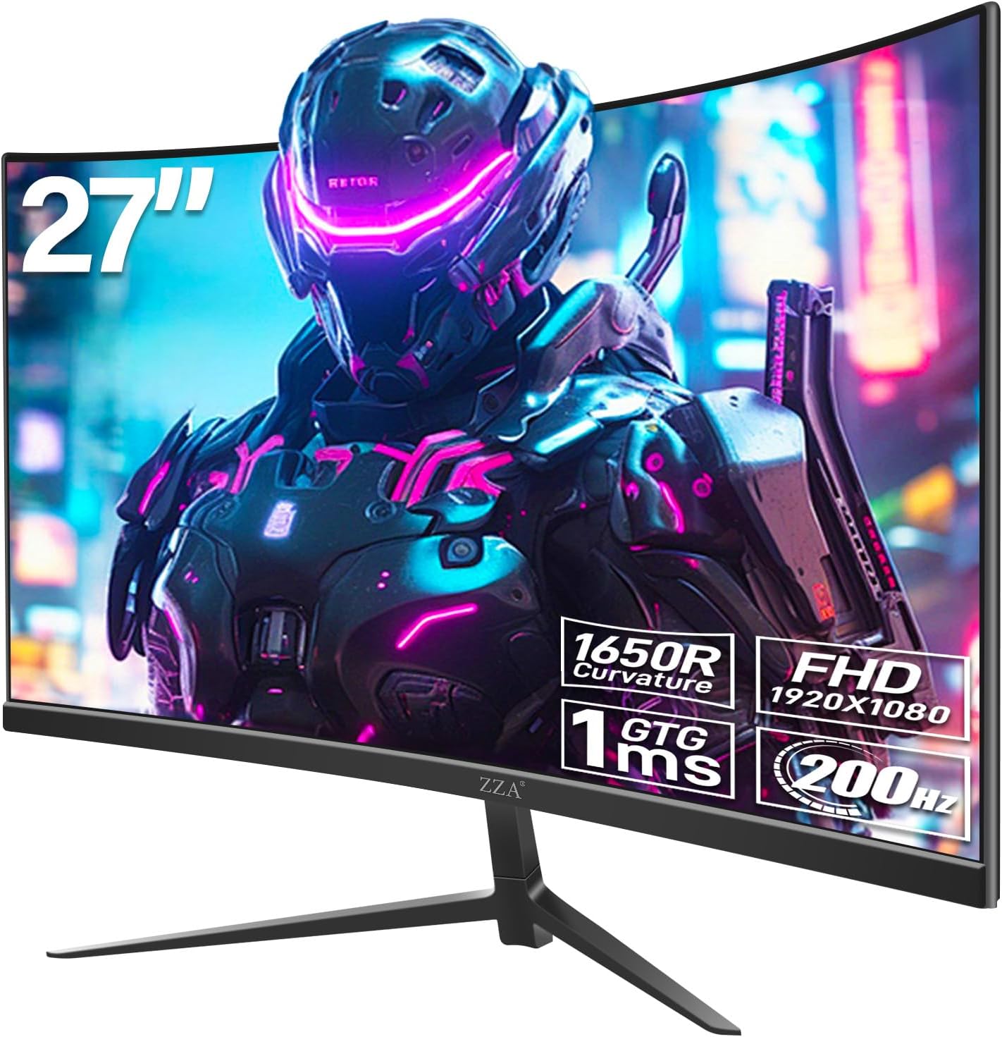 ZZA Gaming Monitor 27 inch PC Gaming Computer Monitor-200Hz 1ms -FHD 1080P丨FreeSync丨2 x HDMI 2.0丨2 x Display Port 1.4丨IPS丨 Angle Adjustable丨VESA Compatible,Black