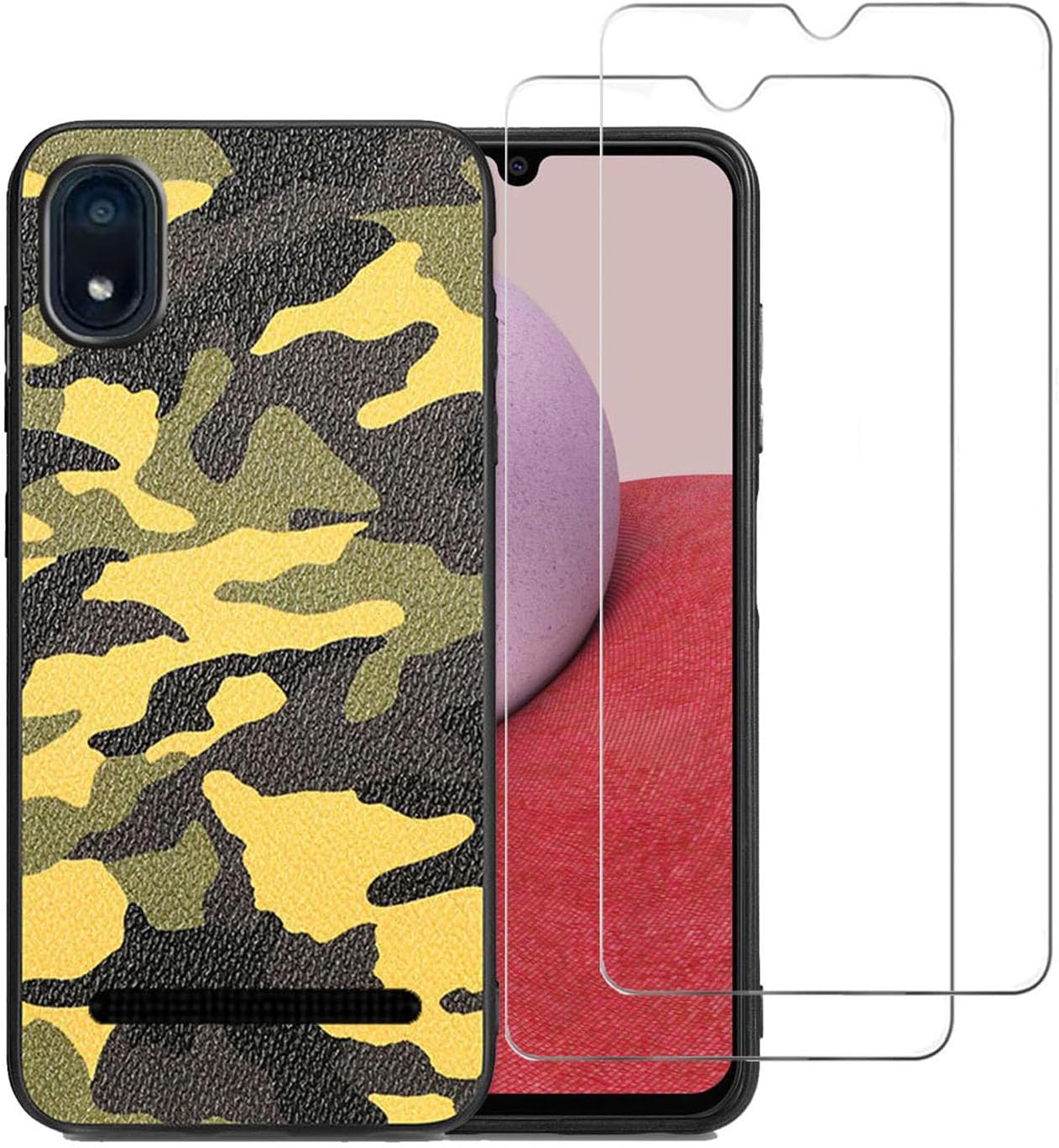 Compatible with Cloud Mobile Stratus C8 Phone Case with 2 Pack Screen Protector,Slim Anti-Slip Camouflage Designer Case for Girls Women Men, Soft TPU Anti-Scratch Trendy Case -Yellow