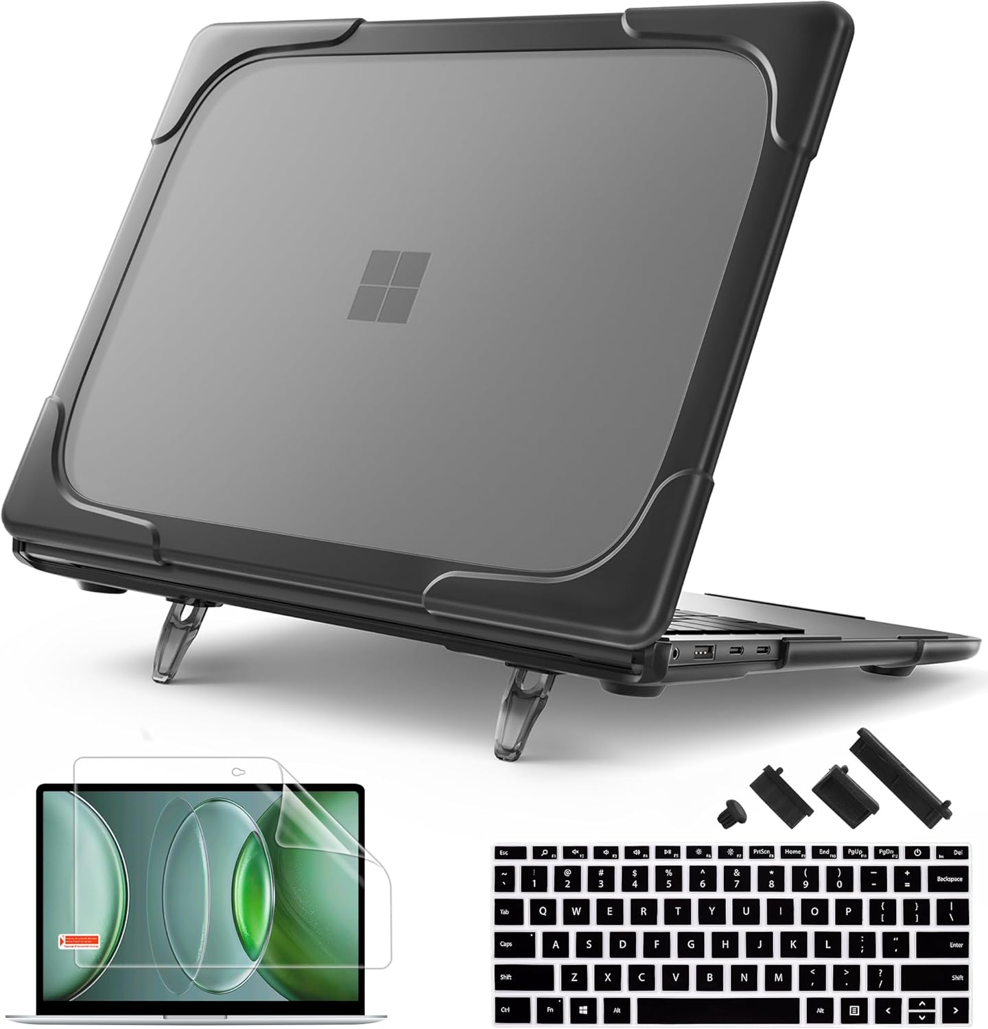 May Chen for Microsoft Surface Laptop 13.8 inch, 2024 Windows 11 AI + PC, 7th Edition Touchscreen Display, [Heavy Duty][Dual Layer] Kickstand Hard Case Cover with Rubberized TPU Bumper, Black