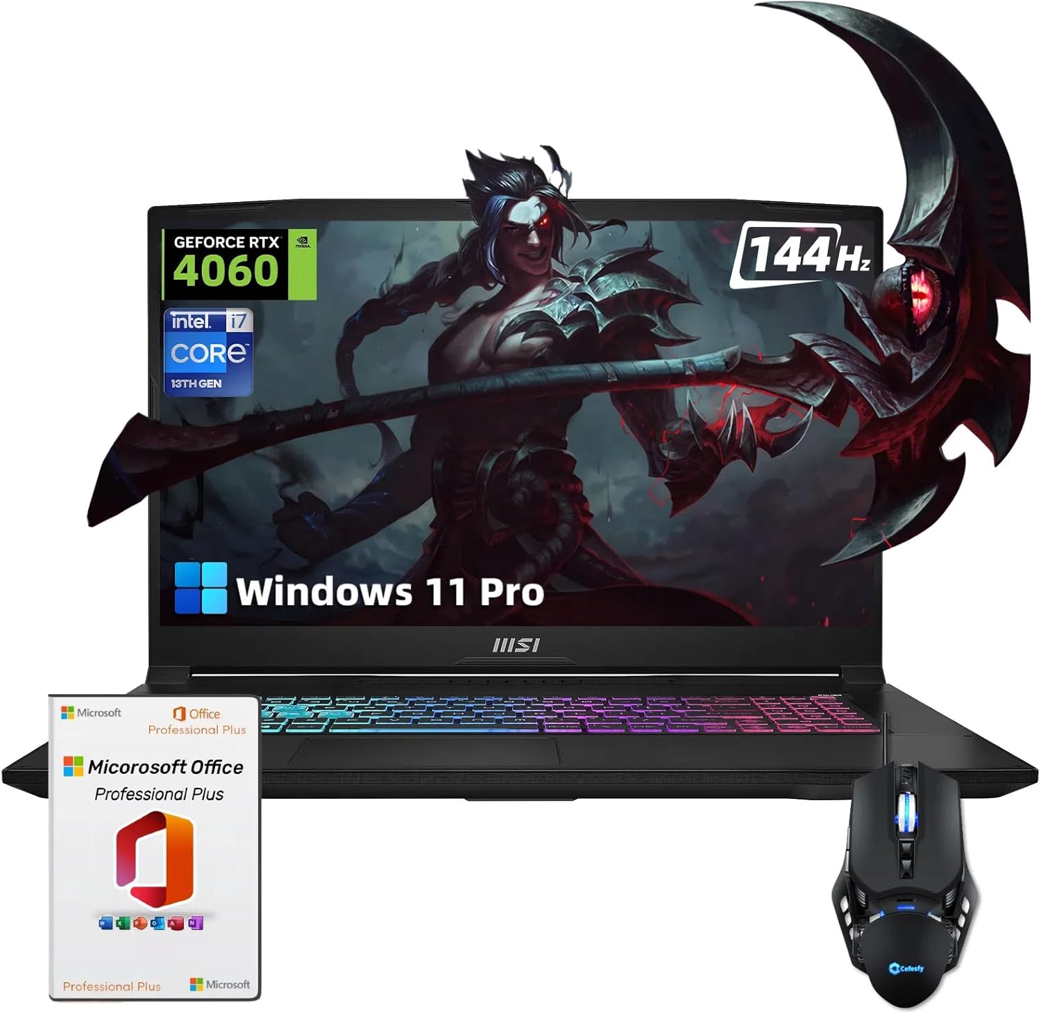 MSI Katana 17 Gaming Laptop – 17.3″ 144Hz FHD Display, 13th Gen Intel Core i7-13620H, GeForce RTX 4060, 32GB DDR5, 1TB SSD, Windows 11 Pro, Microsoft Office Lifetime License, Cooler Boost 5