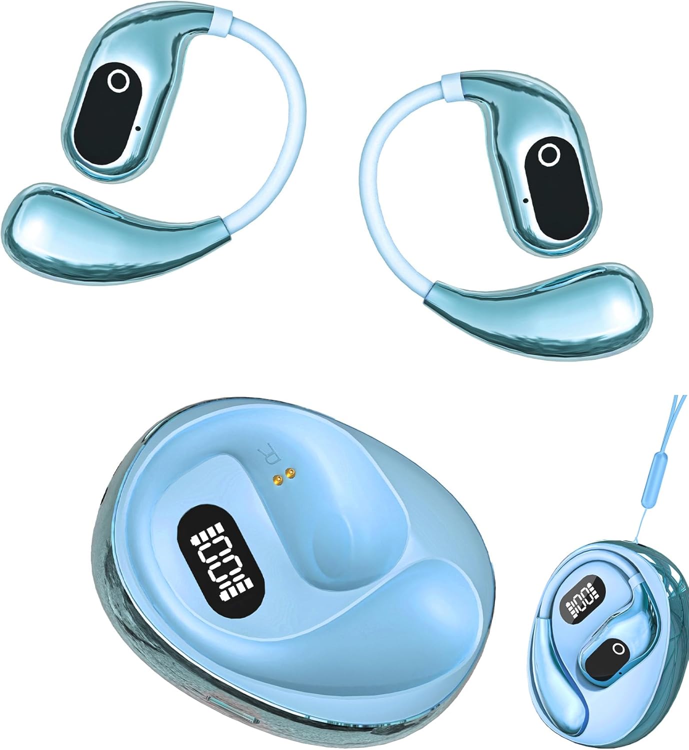 Peachloft Translator, Peachloft Translator Earbuds, Peachloft Earbuds, Multi-Language Smart Translation Bluetooth Headset, Wireless Bluetooth Translation Earbuds (Blue)