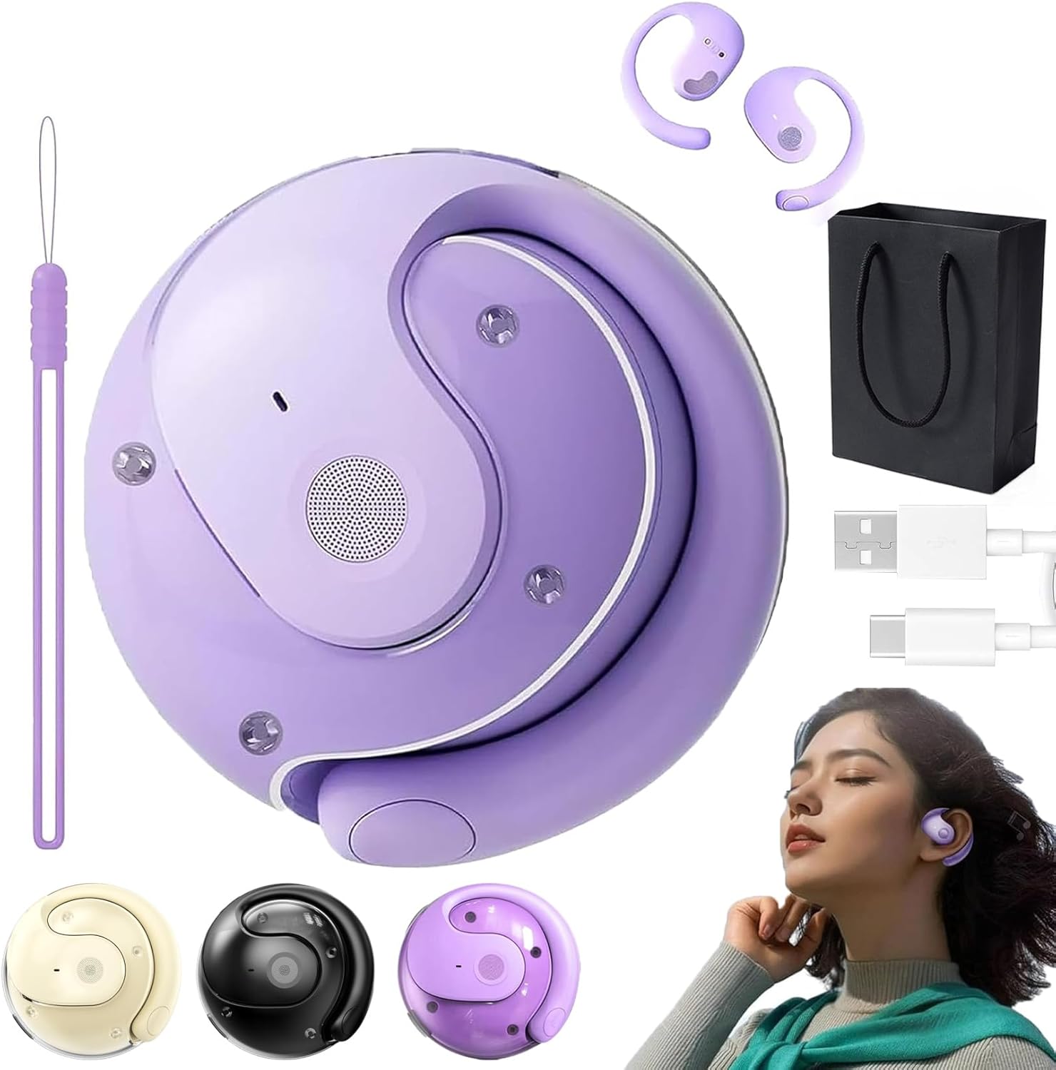 Endurancet-01 Translator Headphones, Endurancet Earbuds, Sent Dream Earbuds, Sentdream Earpiece, AI Translation Wireless Bluetooth Earphones, AI Translating Translator Earbuds 75 Languages (Purple﻿)