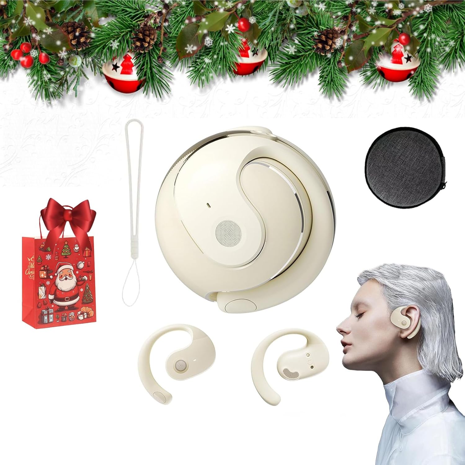 Arisefrom Translating Earphones, Ai Translation T26 Pro Wireless Bluetooth5.4 Earphones/Earbuds, Blanbutton/Earpiece/Ear Piece/Sent Dream/Sentdream/Breezelly Translator (Skin)