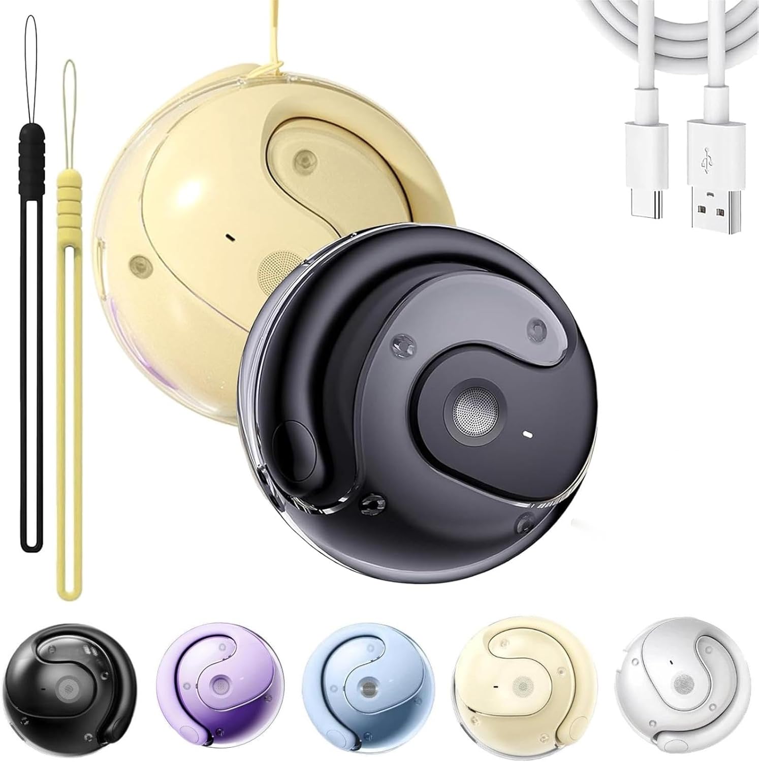 Sentdream Translator, Sent Dream Translator, Breezelly Translator, Ai Translation Wireless Ows Bluetooth5.4 Earphones, Wireless Bluetooth Translation Earbuds -Black+Beige