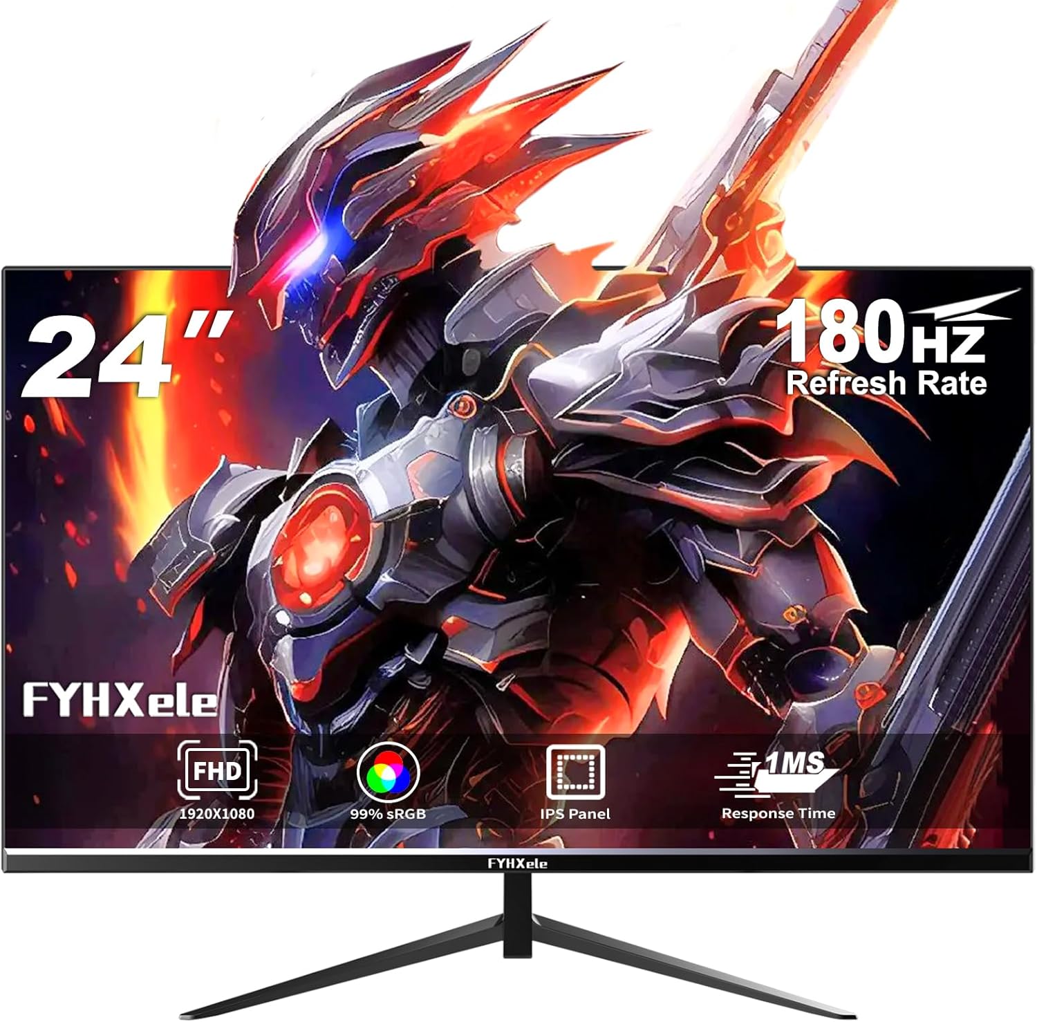 24 Inch Gaming Monitor FHD 1080P Fast IPS 180Hz, 165Hz Refresh Rate, 1ms, HDR Computer Monitor, HDMI, DisplayPort, Eye Care for Gamers, Compatible Wall Mountable Installs-Black