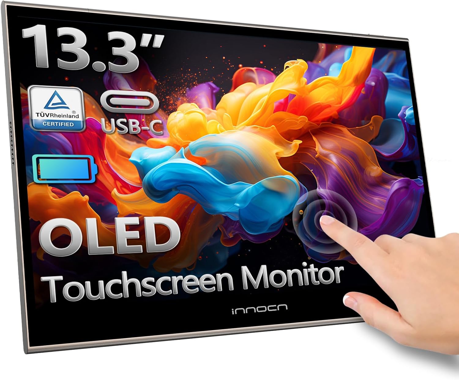 INNOCN 13.3 inch Portable Monitor Touchscreen 13Q1F | OLED | 1080P FHD | USB C, HDMI | with Battery | for Laptop, PC, Xbox, Mac, PS5, MacBook, Switch, Phone | Eye Care, Gaming, Speakers