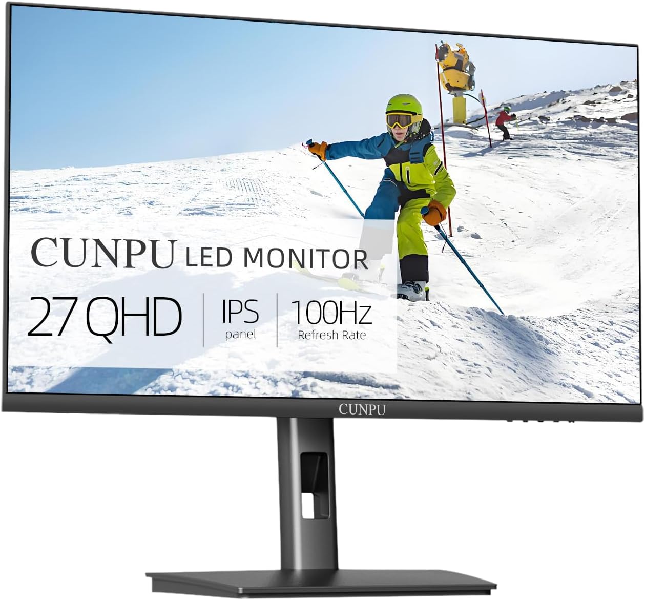 27 Inch QHD 2560 x 1440 100Hz Gaming Monitor, 2k IPS Computer Monitor for Office, Height/Tilt/Swivel/Pivot, 100% sRGB, Built-in Dual Speakers, Eye Care,HDMI/DP, FreeSync & G-Sync, HDR10, VESA