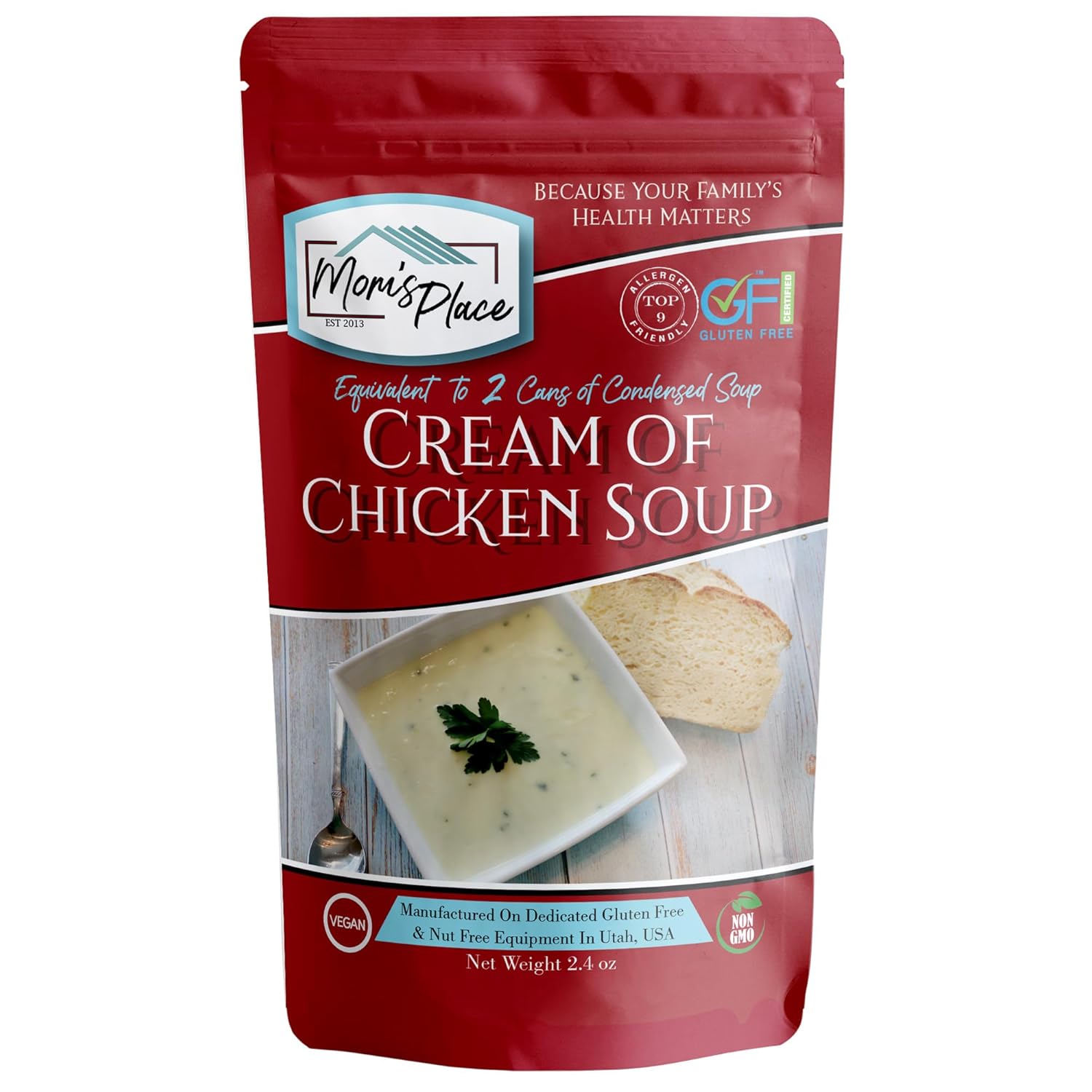 Mom’s Place Gluten-Free & Dairy Free Cream of Chicken Soup Mix, Equal to 2 Cans of Condensed Soup Vegan, Nut Free & Soy Free, 2.4 oz.