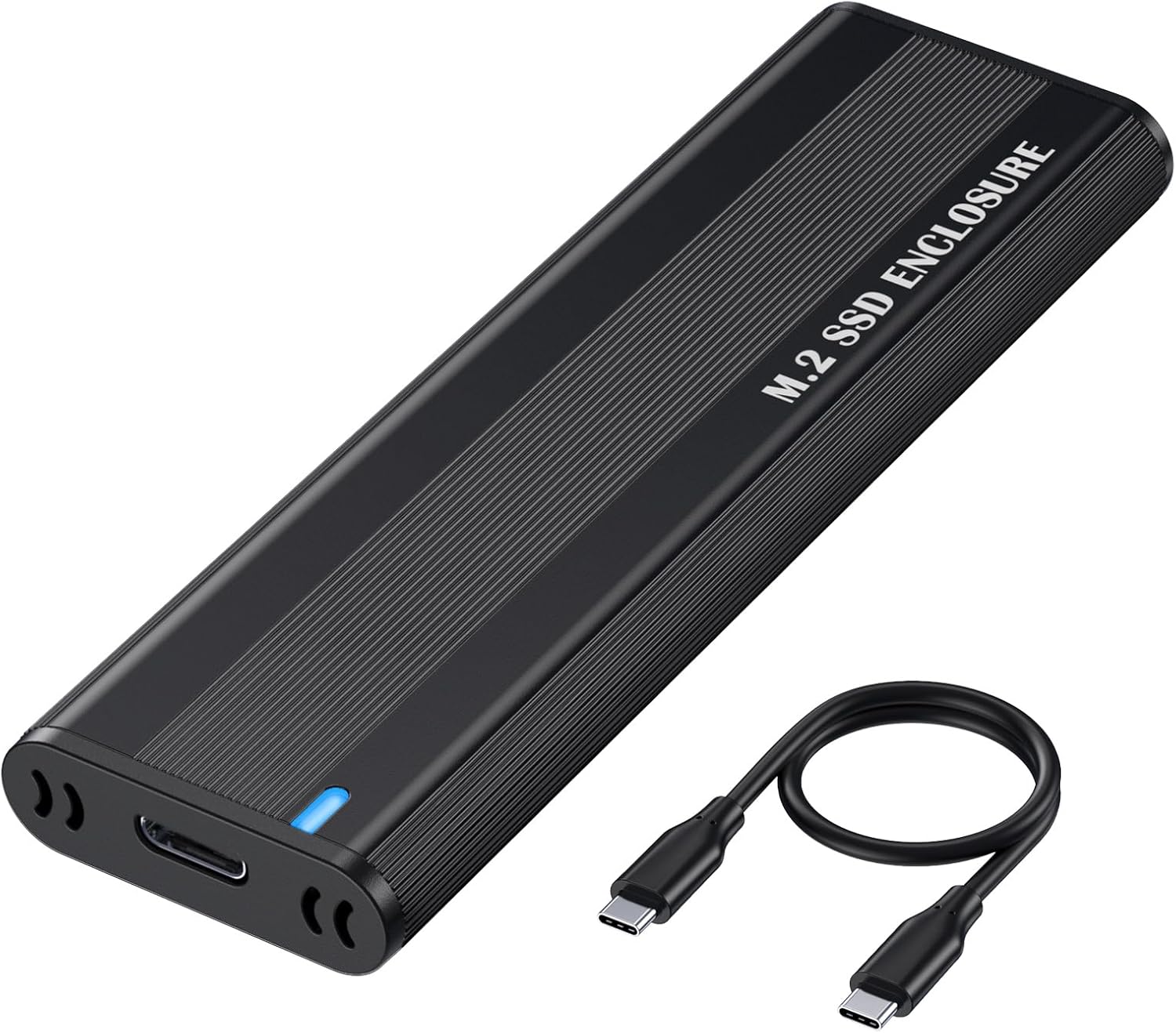 Aluminum M.2 NVME SATA SSD Enclosure Adapter, 10Gbps USB 3.1 Gen 2 Type C External Enclosure for M.2 NVMe PCIE & SATA M-Key / B+M Connectors SSDs of Sizes 2230 2242 2260 2280, Tool Free