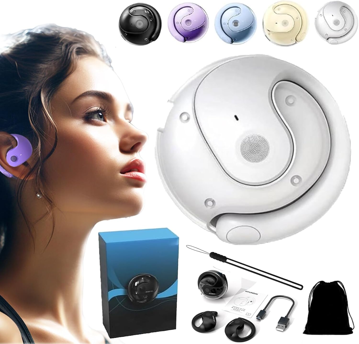 Sentdream Ai Ear, Sent Dream Earbuds, Ai Translation Wireless Ows Bluetooth5.4 Earphones, Breezelly Translator, Hy-T26 Pro Wireless Bluetooth Translation Earbuds Real Time Language (White)