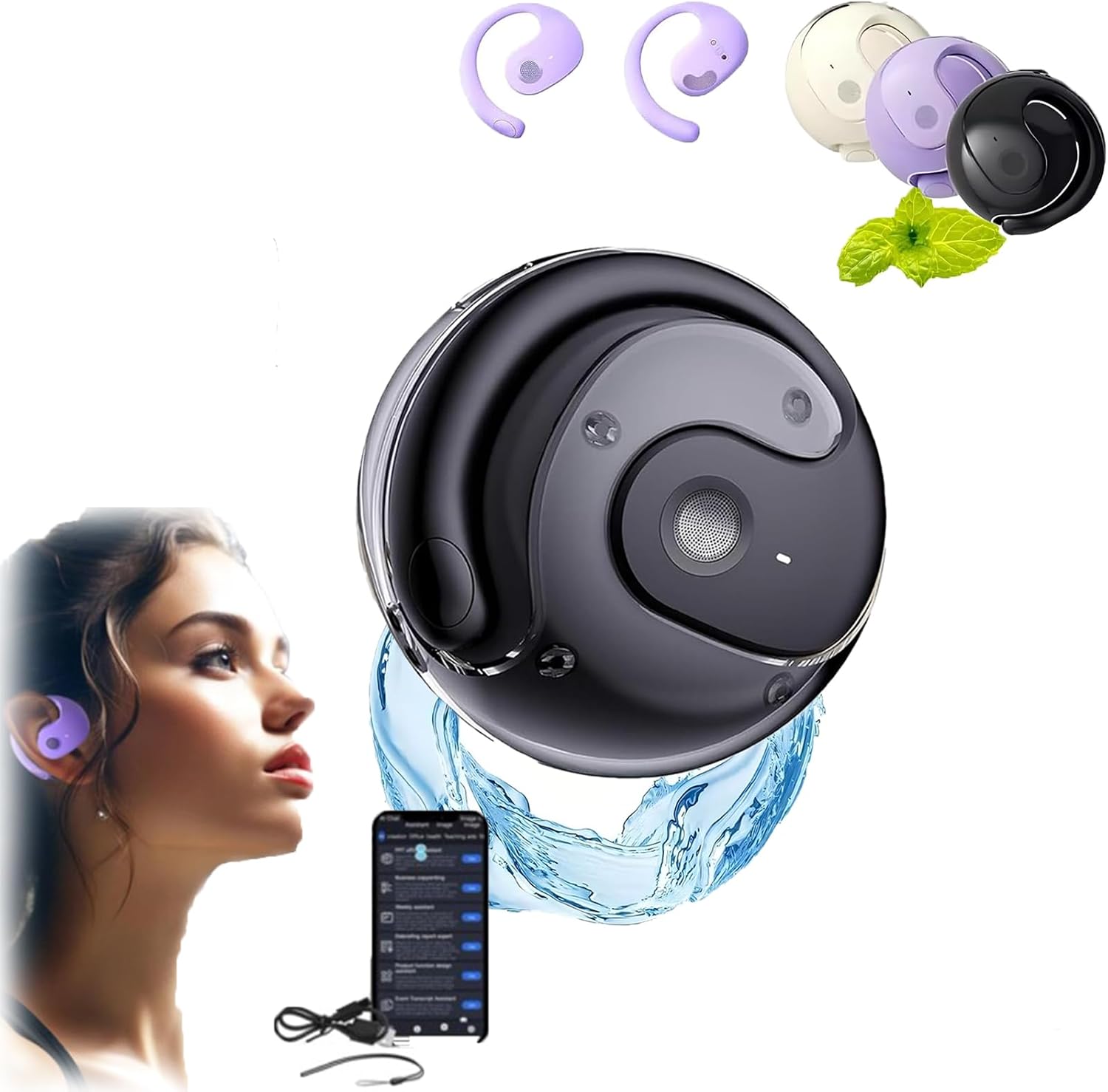 Hy-T26 Pro Wireless Bluetooth Translation Earbuds, Hy-T26 Pro Language Translator, Translation Earbuds Real Time, Traductores Inglés Español, Wireless Open Ear Buds (Black)