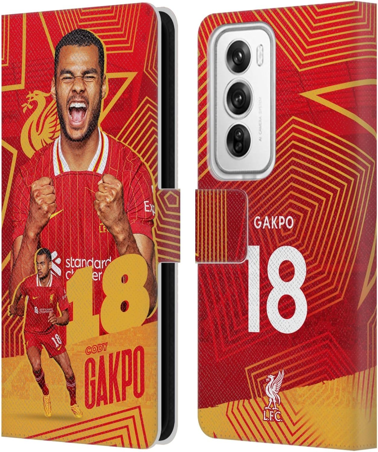 Head Case Designs Officially Licensed Liverpool Football Club Cody Gakpo 2024/25 First Team Leather Book Wallet Case Cover Compatible with Oppo Reno12 Pro 5G