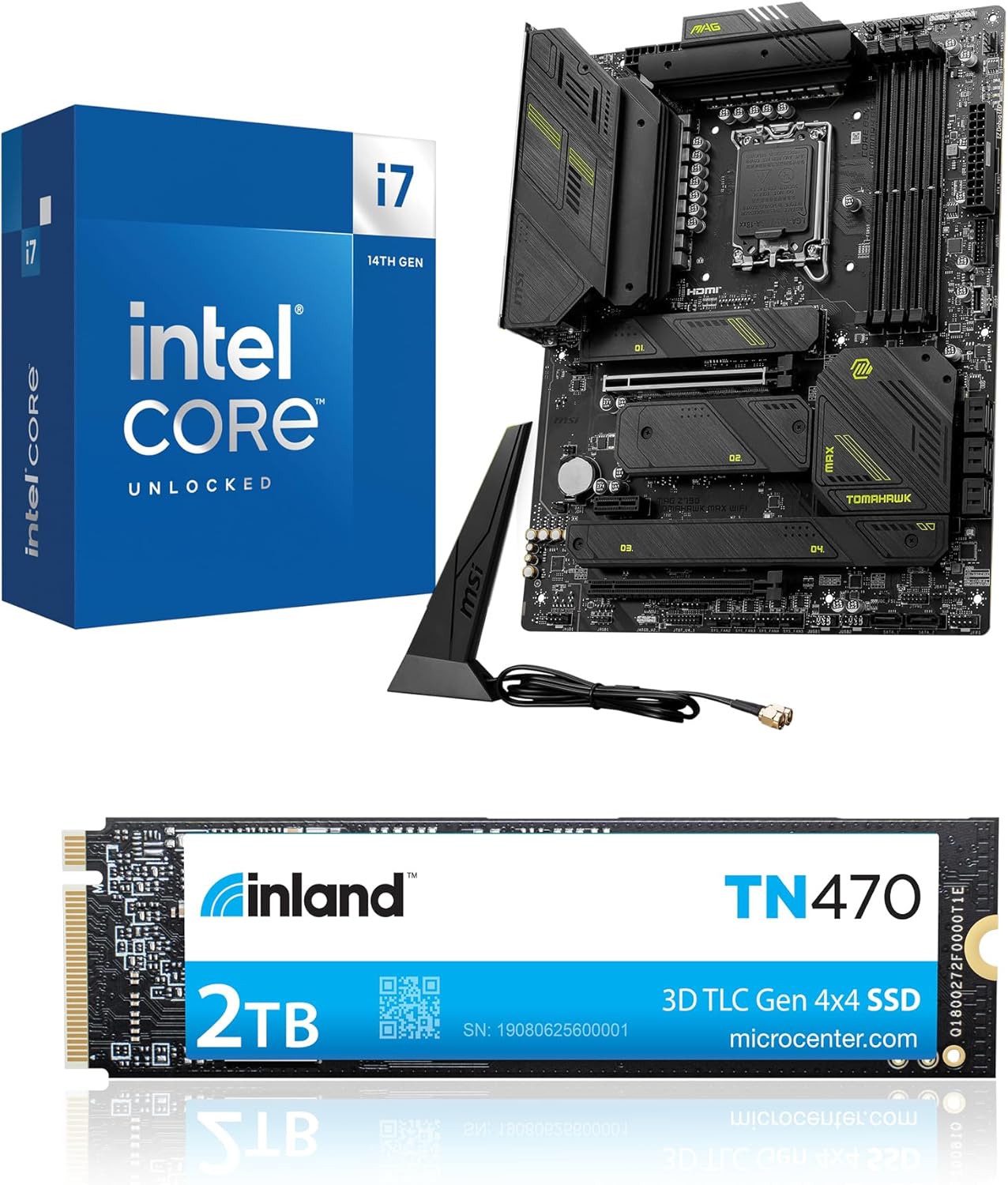 Micro Center 3 in 1 Bundle: Intel 14700K Desktop CPU+MSI MAG Z790 Tomahawk MAX WiFi Motherboard+INLAND TN470 2TB NVMe SSD