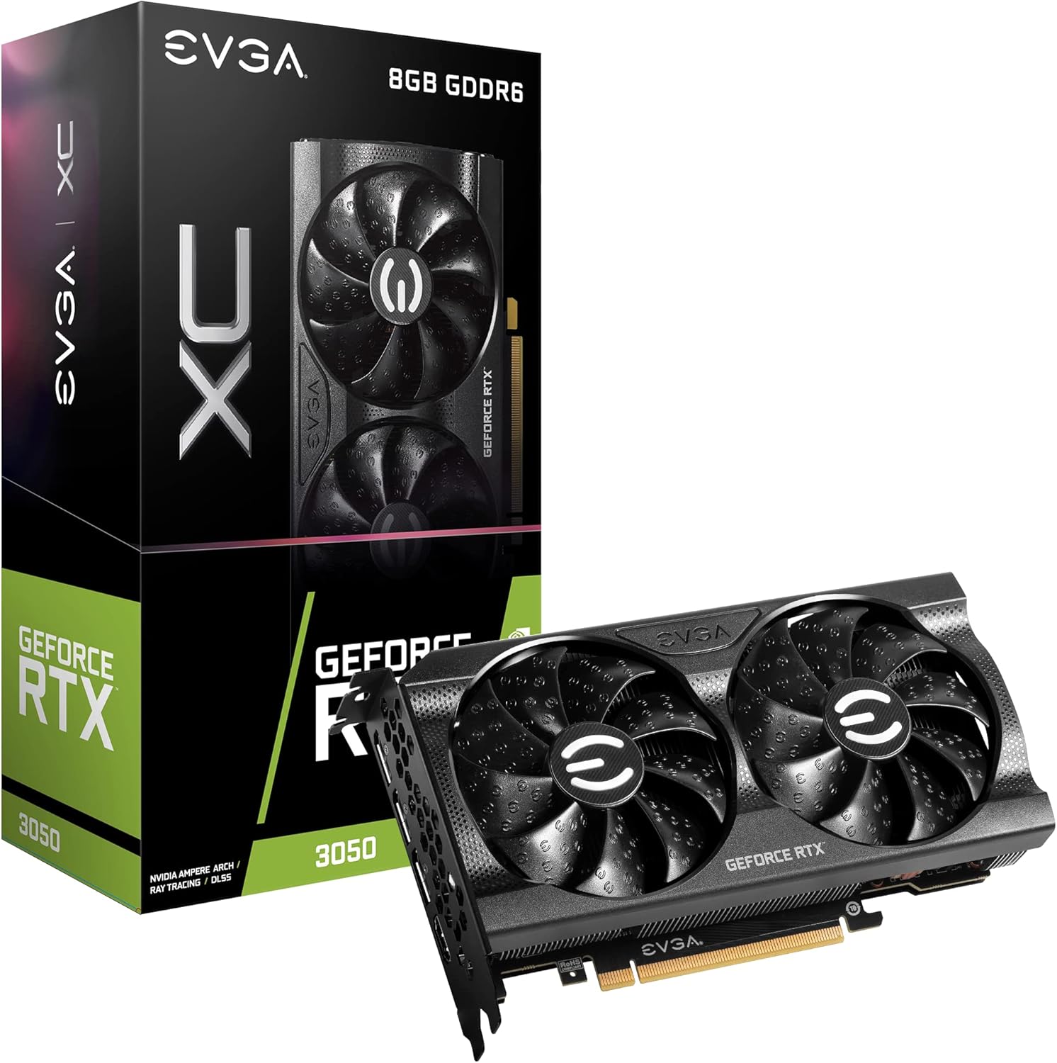 EVGA GeForce RTX 3050 XC GAMING, 08G-P5-3553-KR, 8GB GDDR6, Dual-Fan, Metal Backplate