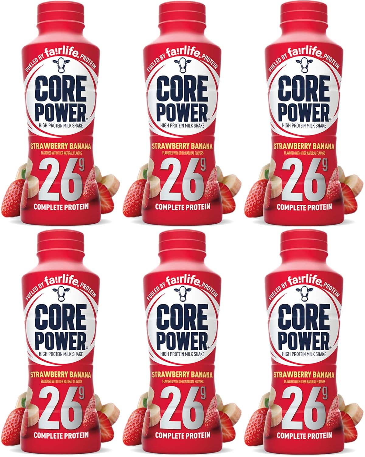 Fairlife Core Power High Protein Milk Shake, Natural Flavor Ready to Drink Protein Shake, The best Strawberry Protein Shakes, 14 fl oz , 26gm (Strawberry Banana flavor, Pack of 6 Bottles) protein, beverages, strawberries, FORBES PREMIER CARD INCLUDED!