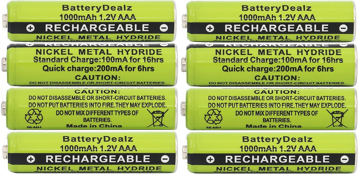 1.2V NiMH AAA Rechargeable Batteries Compatible with Panasonic Cordless Telephones (8-Pack)